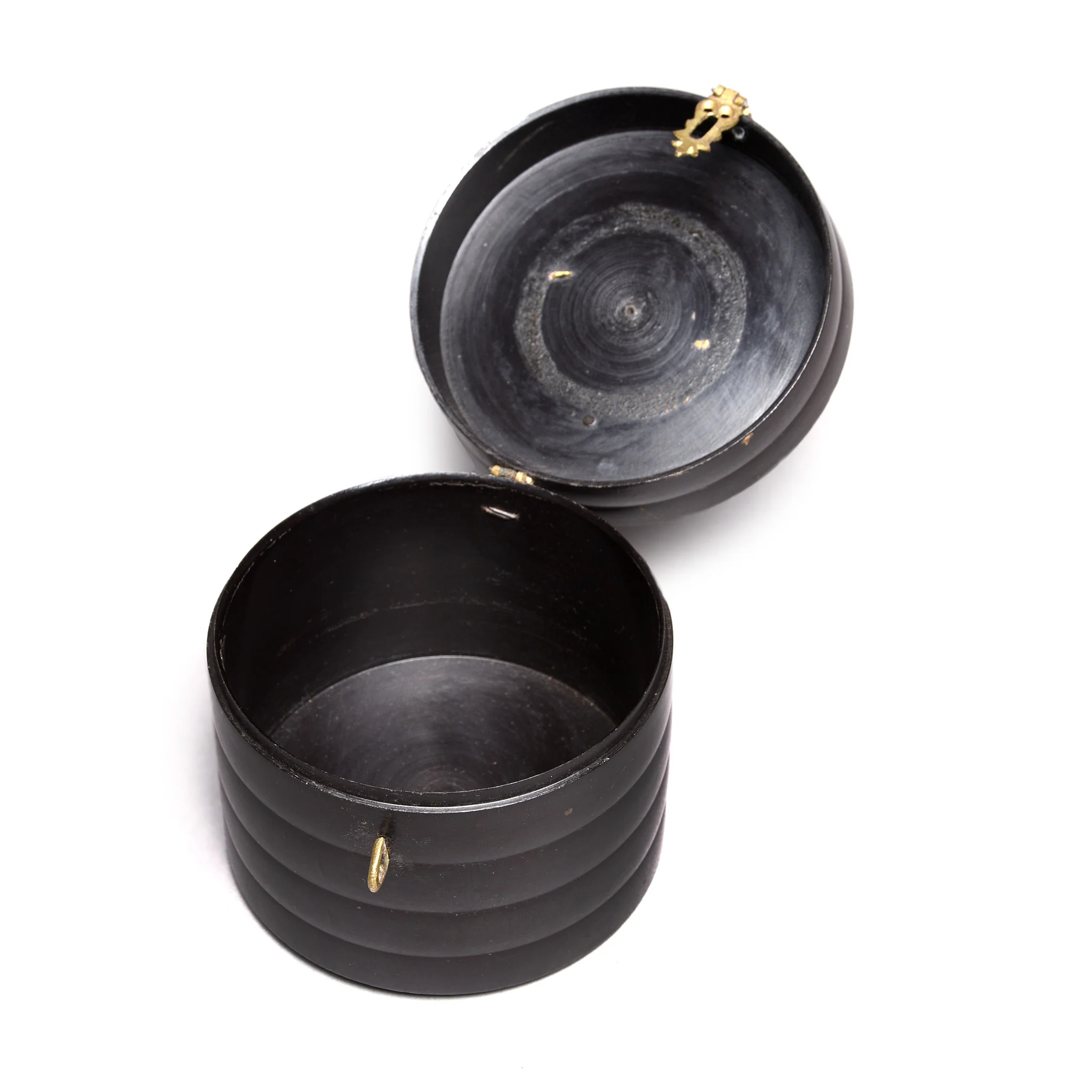 Regency Style Black Lacquer Pot From Rajasthan - 19th Century - Image 2