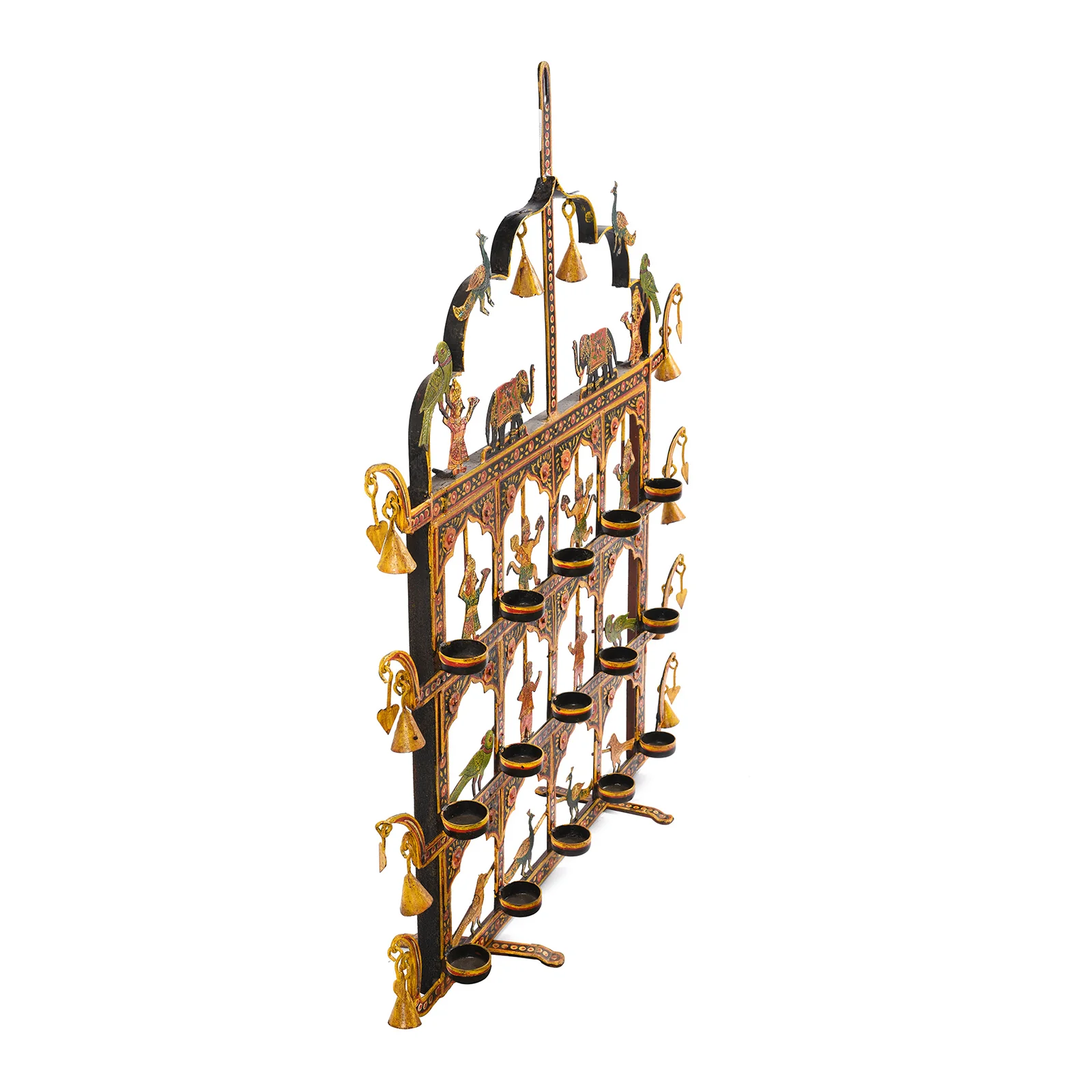 Brightly Painted Iron Toran Diwali Lamp - Small - Image 2