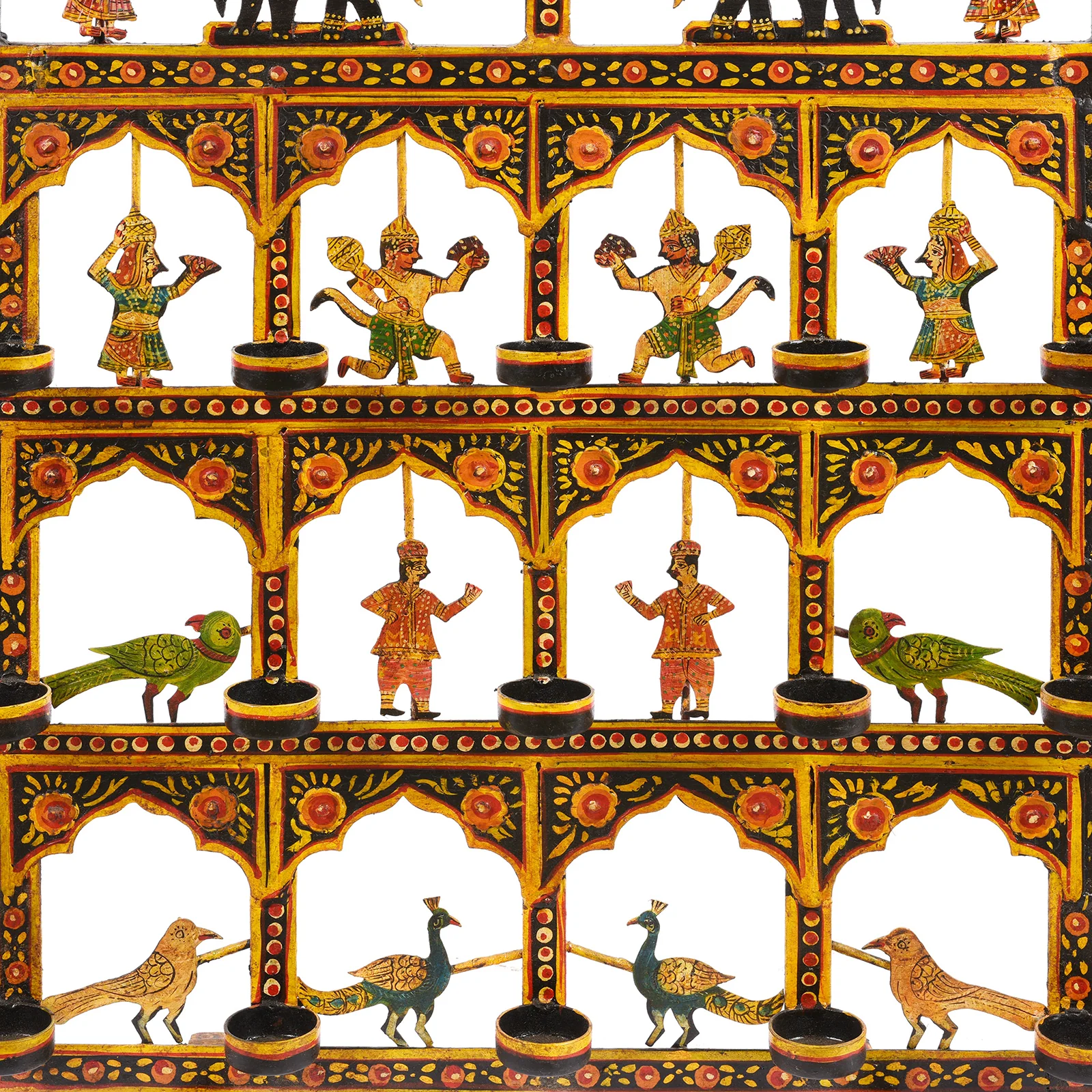 Brightly Painted Iron Toran Diwali Lamp - Small - Image 6