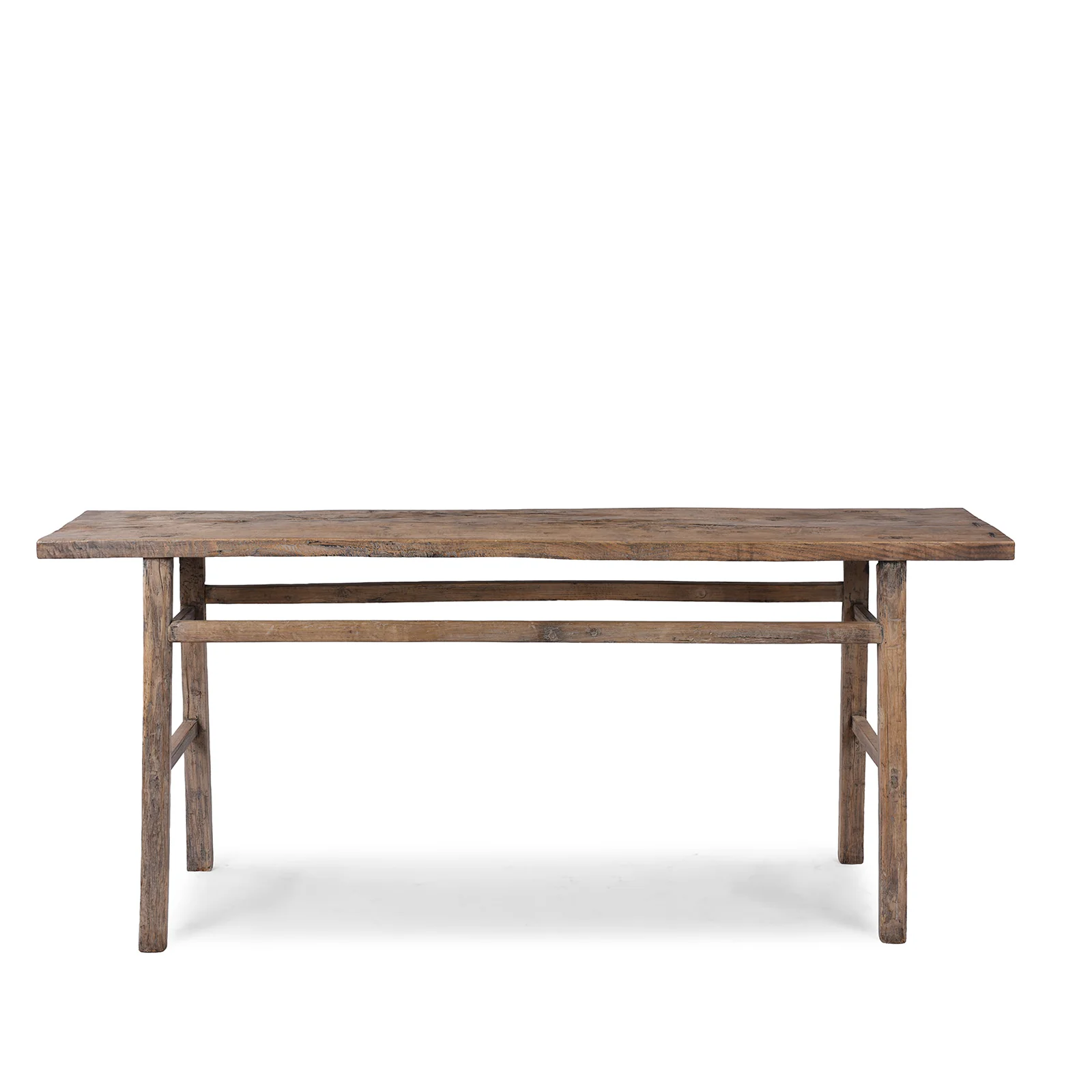 Bleached Elm Farmhouse Console Table - Late 19th Century - Image 4