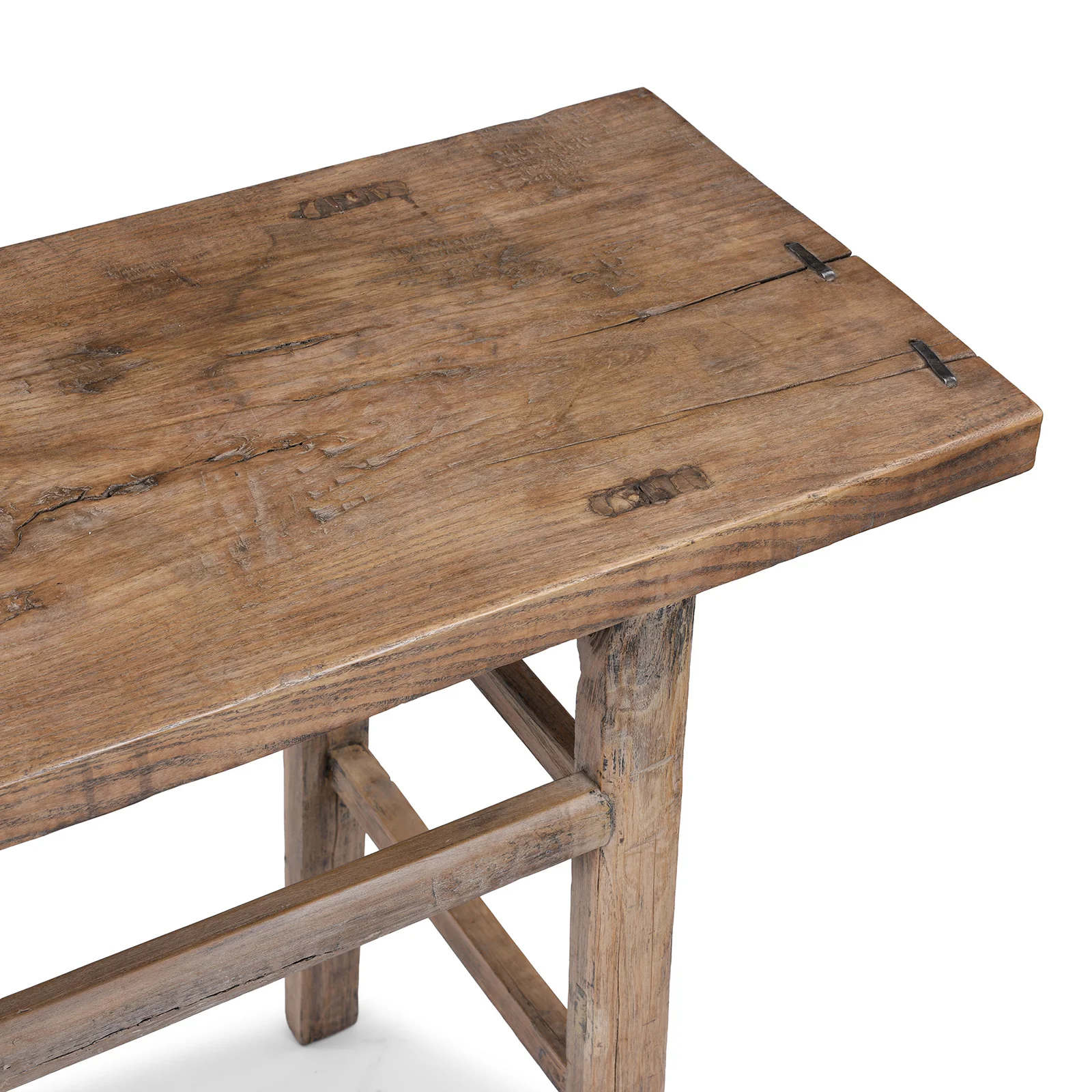 Bleached Elm Farmhouse Console Table - Late 19th Century - Image 6