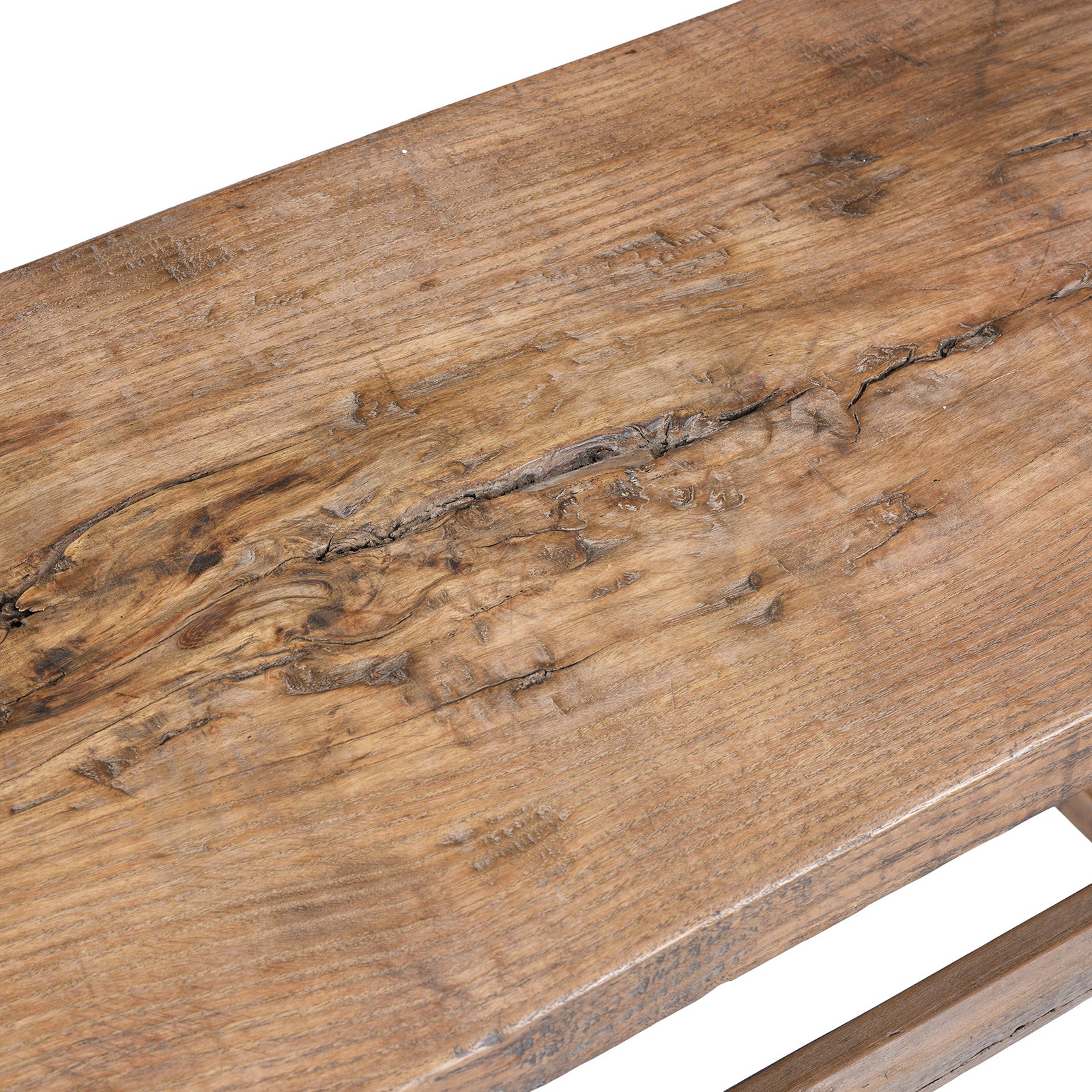 Bleached Elm Farmhouse Console Table - Late 19th Century - Image 7
