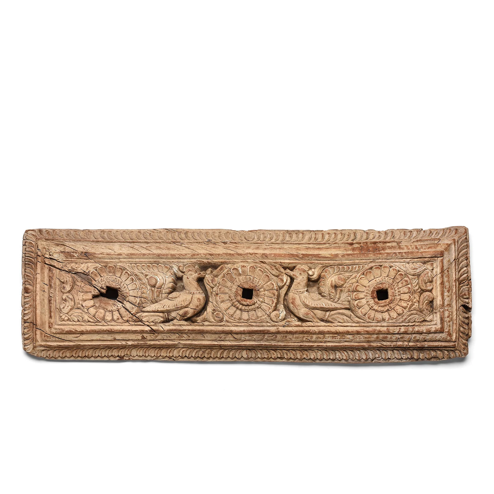 Bleached Teak Peacock Panel - 19th Century