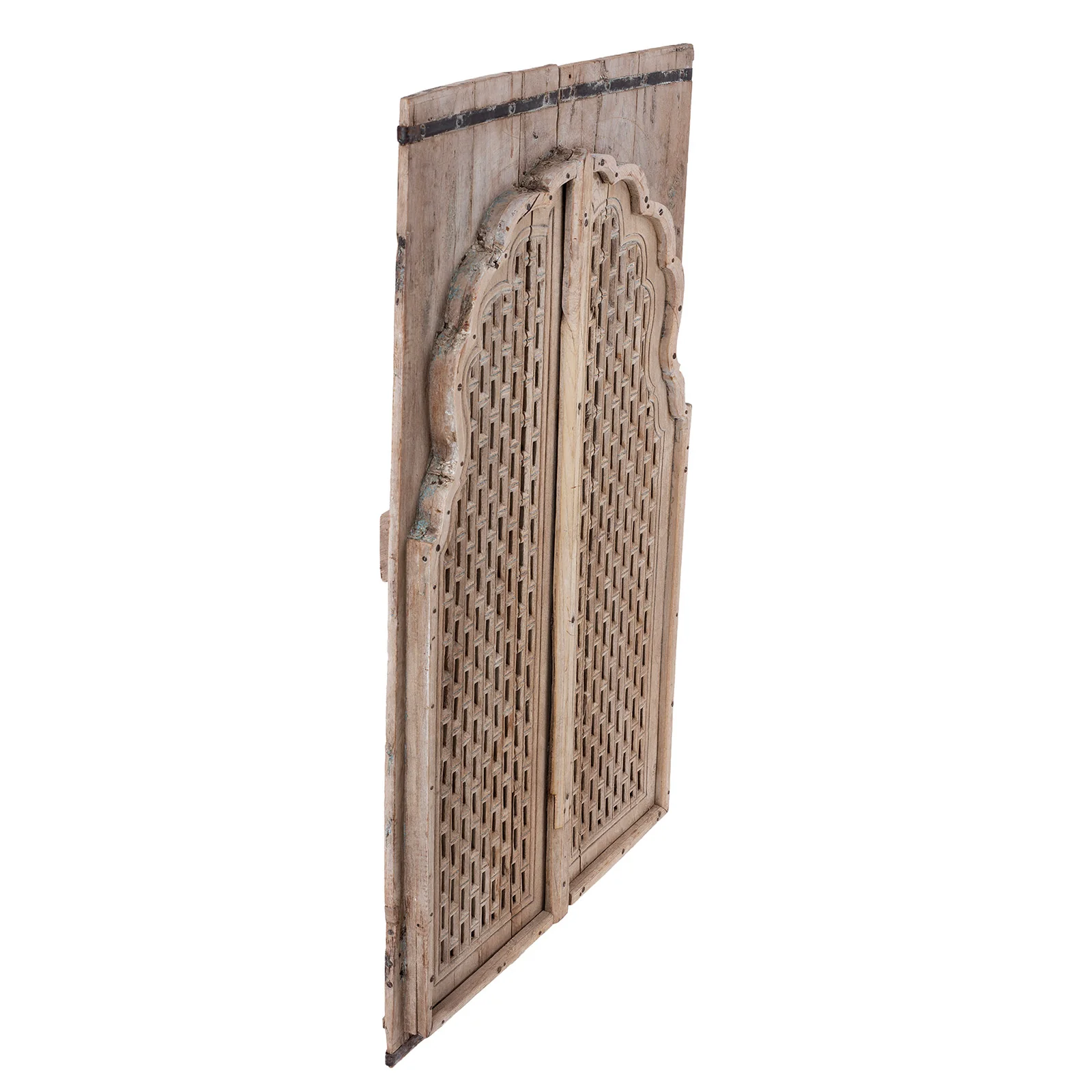 Limed Teak Window Shutter From Hyderabad - 19th Century - Image 4