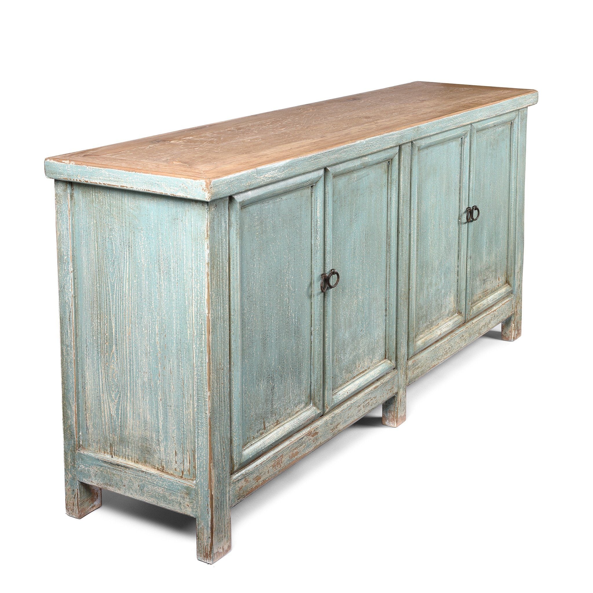 Blue 4 Door Sideboard Made From Reclaimed Pine - Image 3