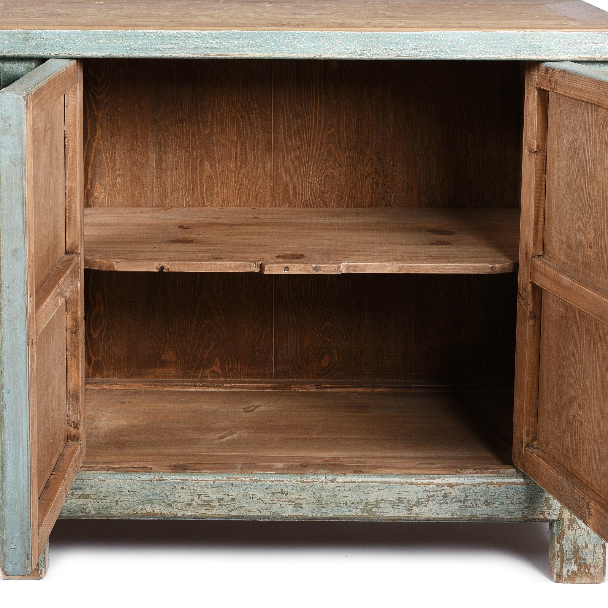 Blue 4 Door Sideboard Made From Reclaimed Pine - Image 5