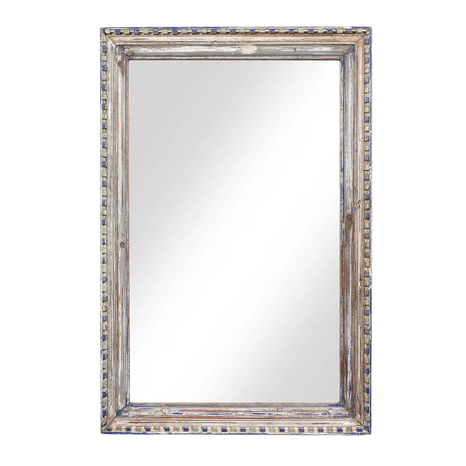 Blue Painted Indian Mirror - 19thC (60 x 92cm)