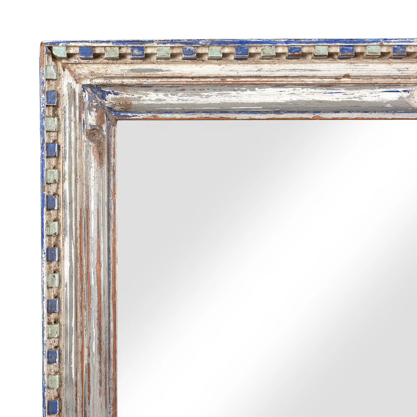Blue Painted Indian Mirror - 19thC (60 x 92cm) - Image 2