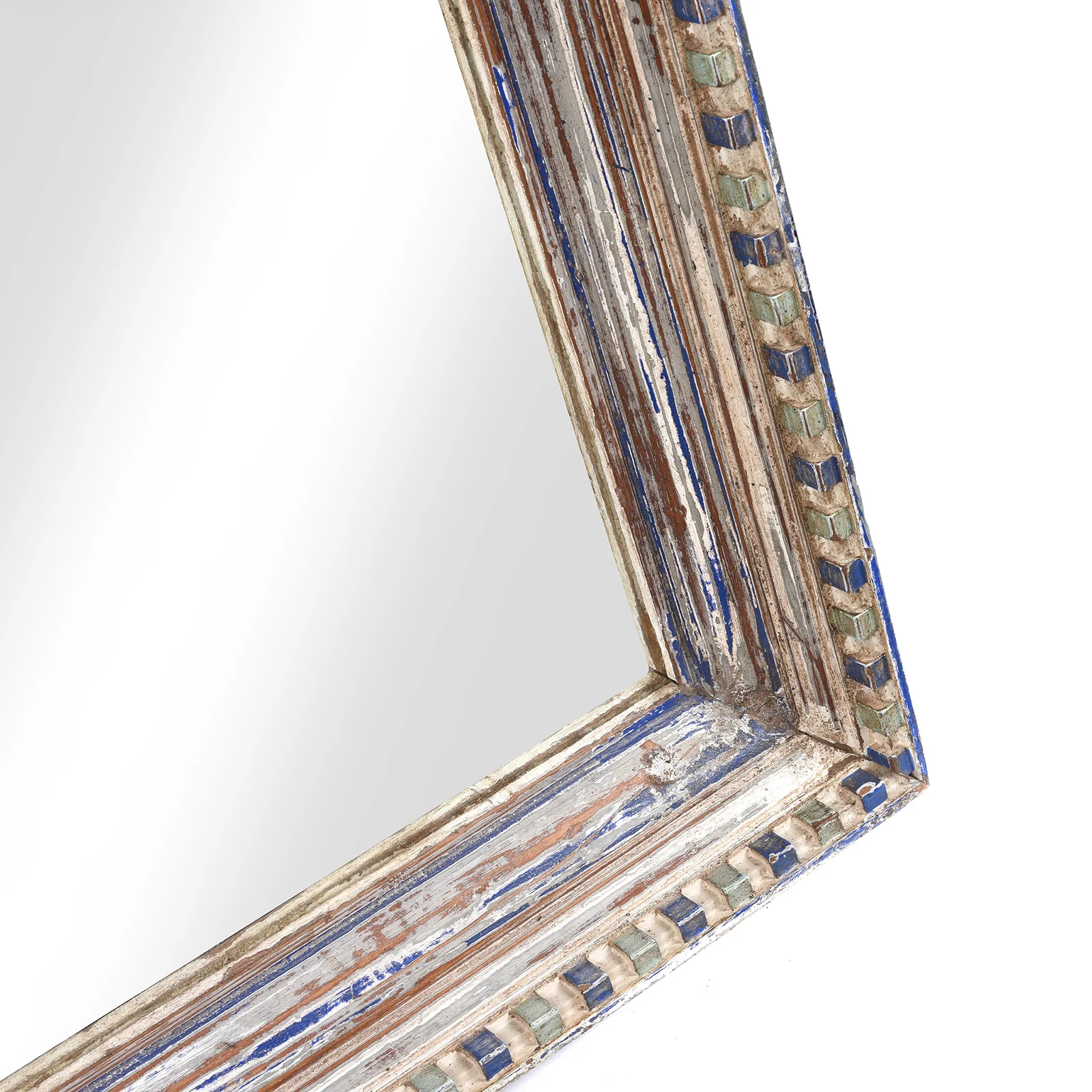 Blue Painted Indian Mirror - 19thC (60 x 92cm) - Image 4
