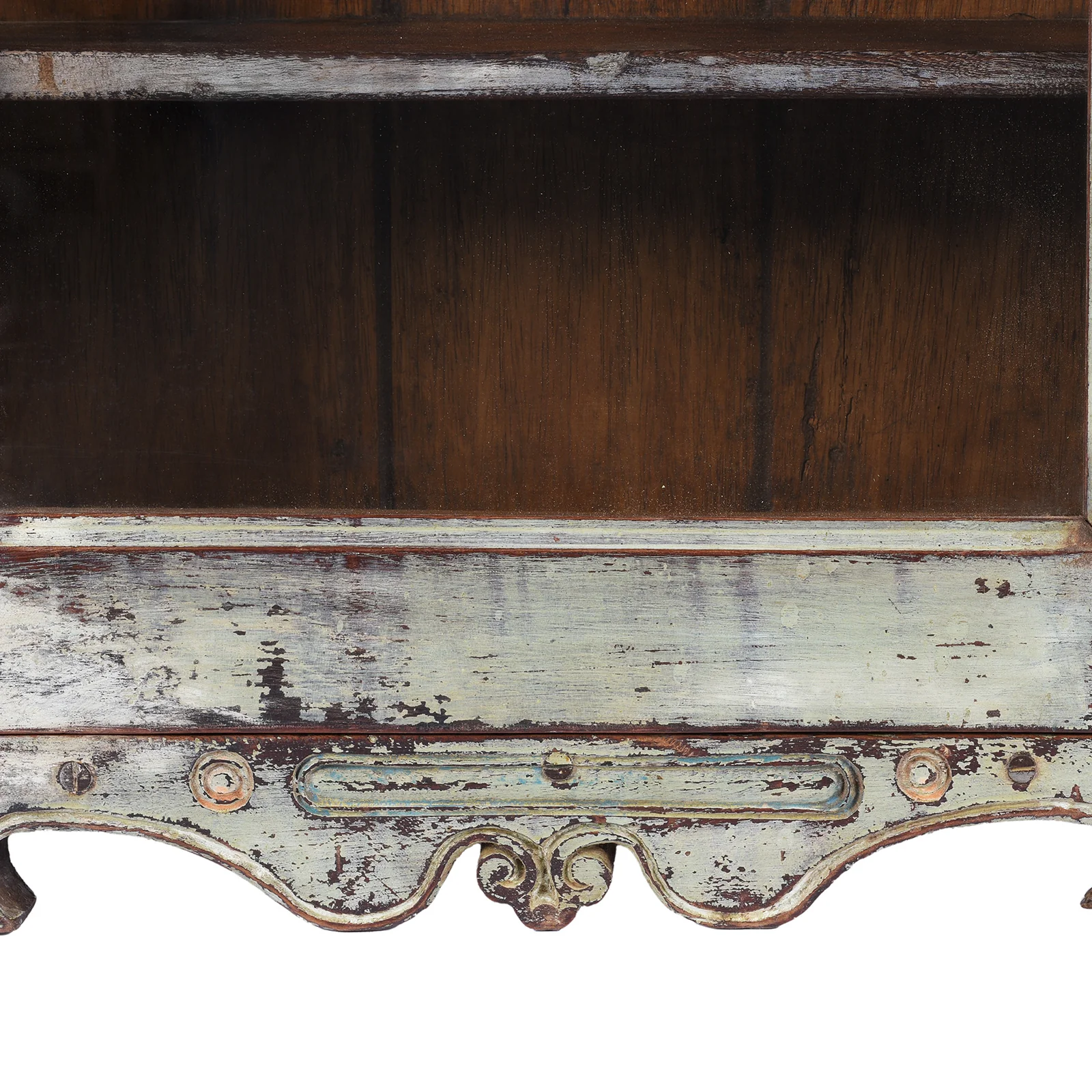 Light Blue Painted Teak Glazed Wall Cabinet - Ca 1930 - Image 6