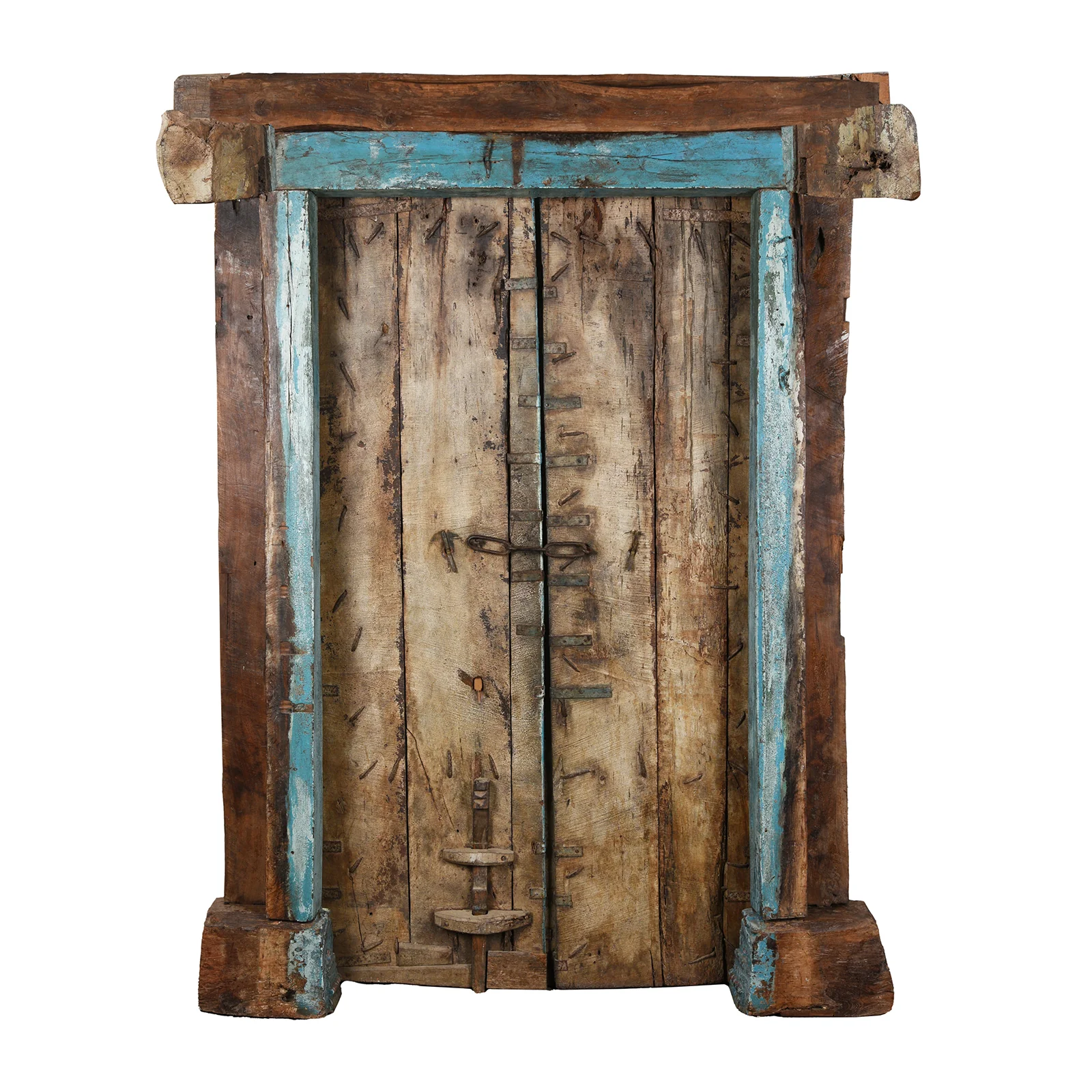 Blue Painted Indian Door & Frame - Early 19th Century - Image 7
