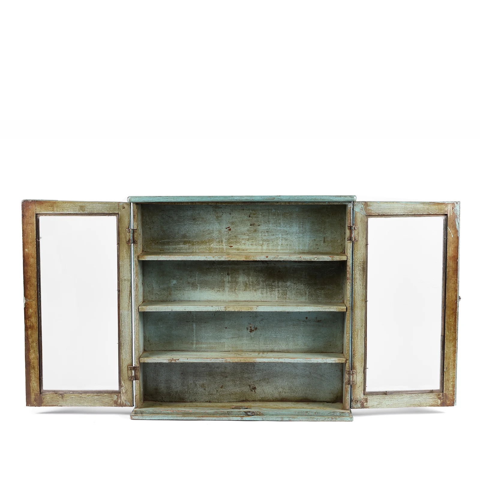Painted Teak Glazed Wall Cabinet From India - Ca 1930 - Image 3