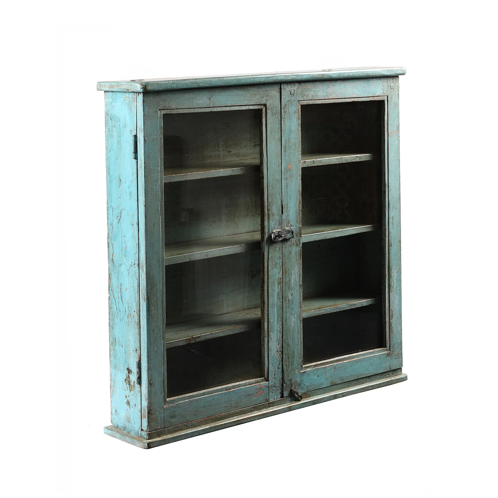 Painted Teak Glazed Wall Cabinet From India - Ca 1930 - Image 6