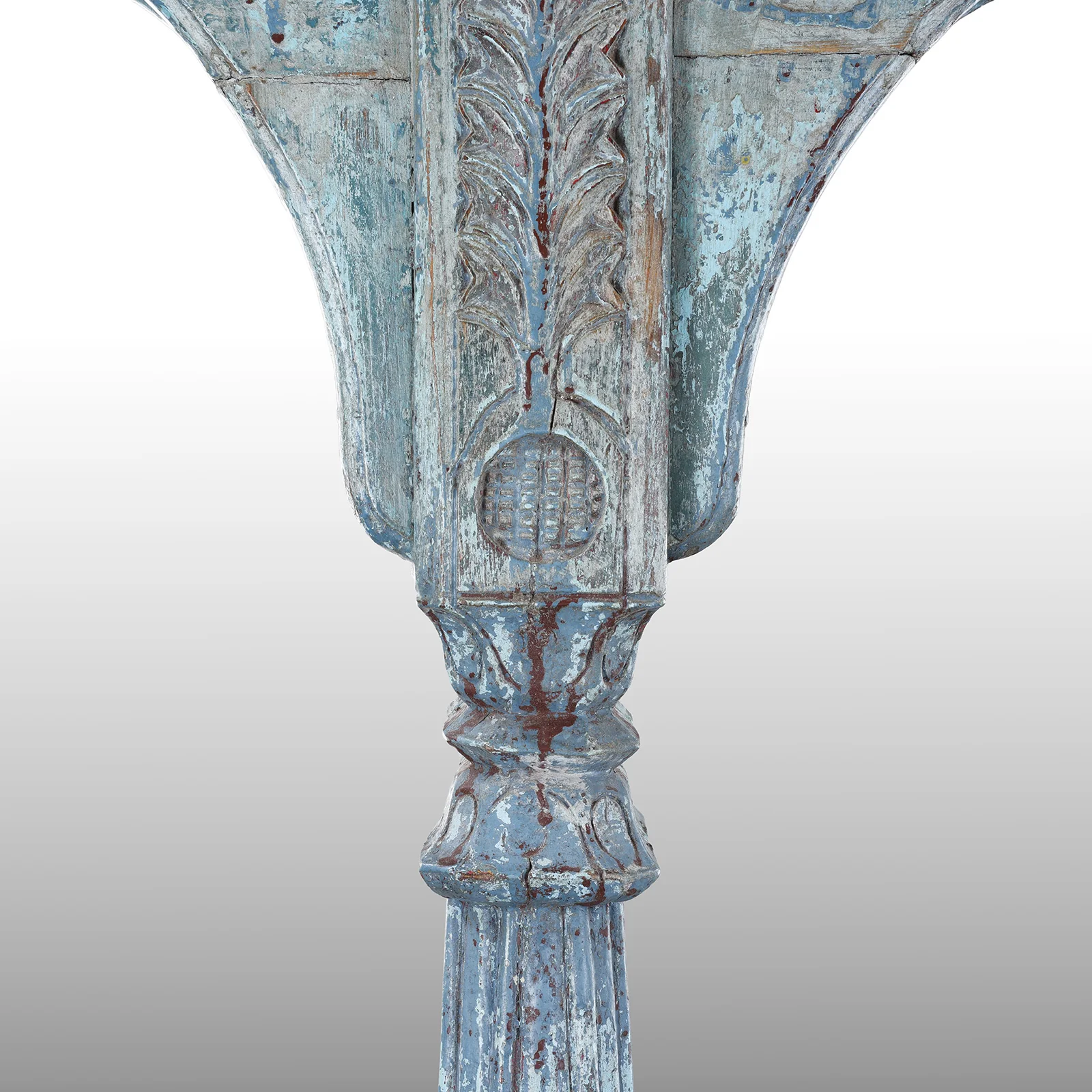 Blue Painted Large Triple Mirror From Madyha Pradesh - 19th Century - Image 3