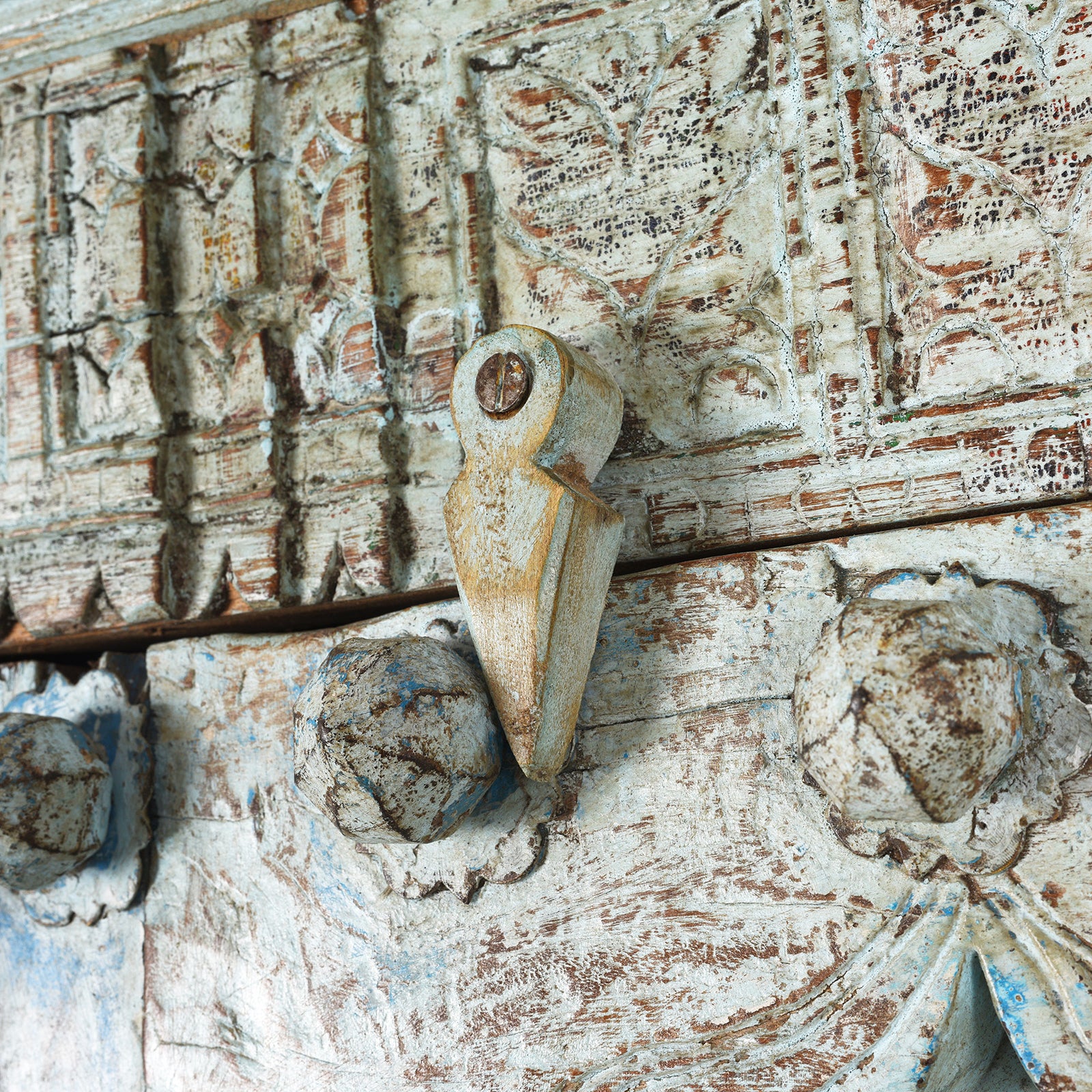 Blue Painted Reclaimed Teak Cabinet Made From Old Doors - Image 8