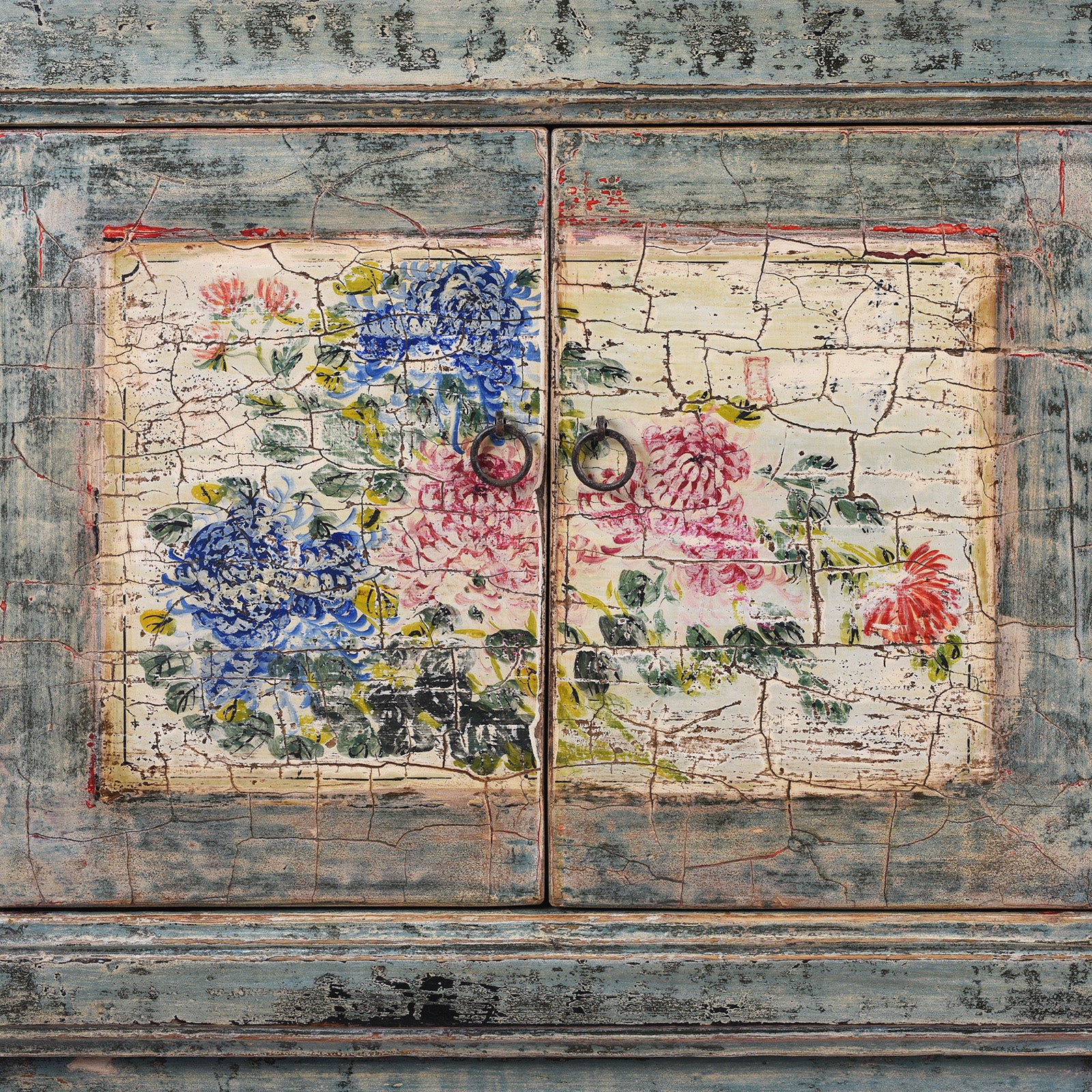 Vintage Blue Painted Sideboard From Shanxi - Ca 1930 - Image 6