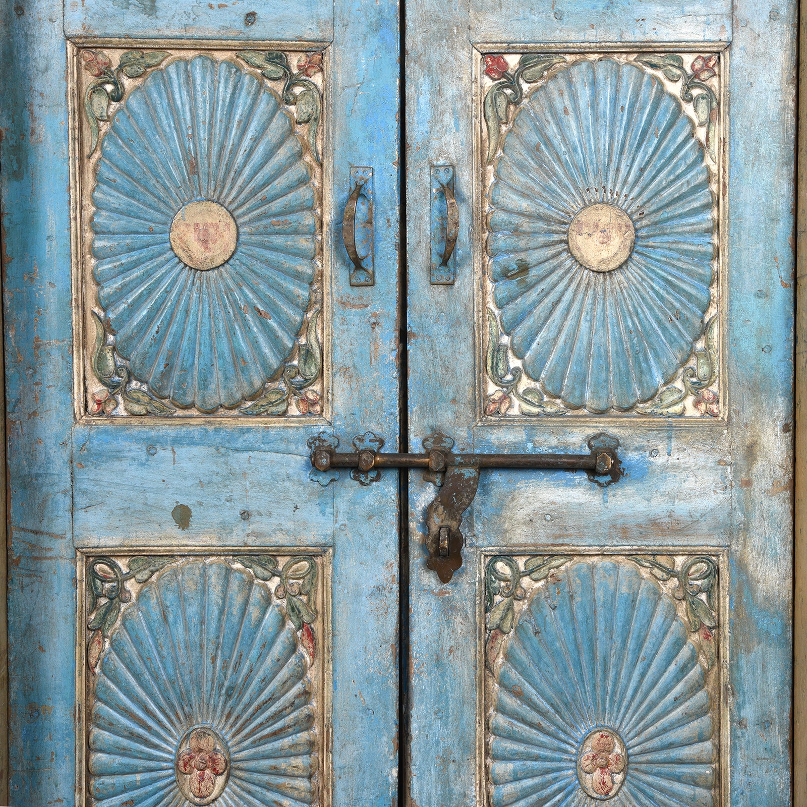 Blue Painted Sunburst Door & Frame - 19th Century - Image 3