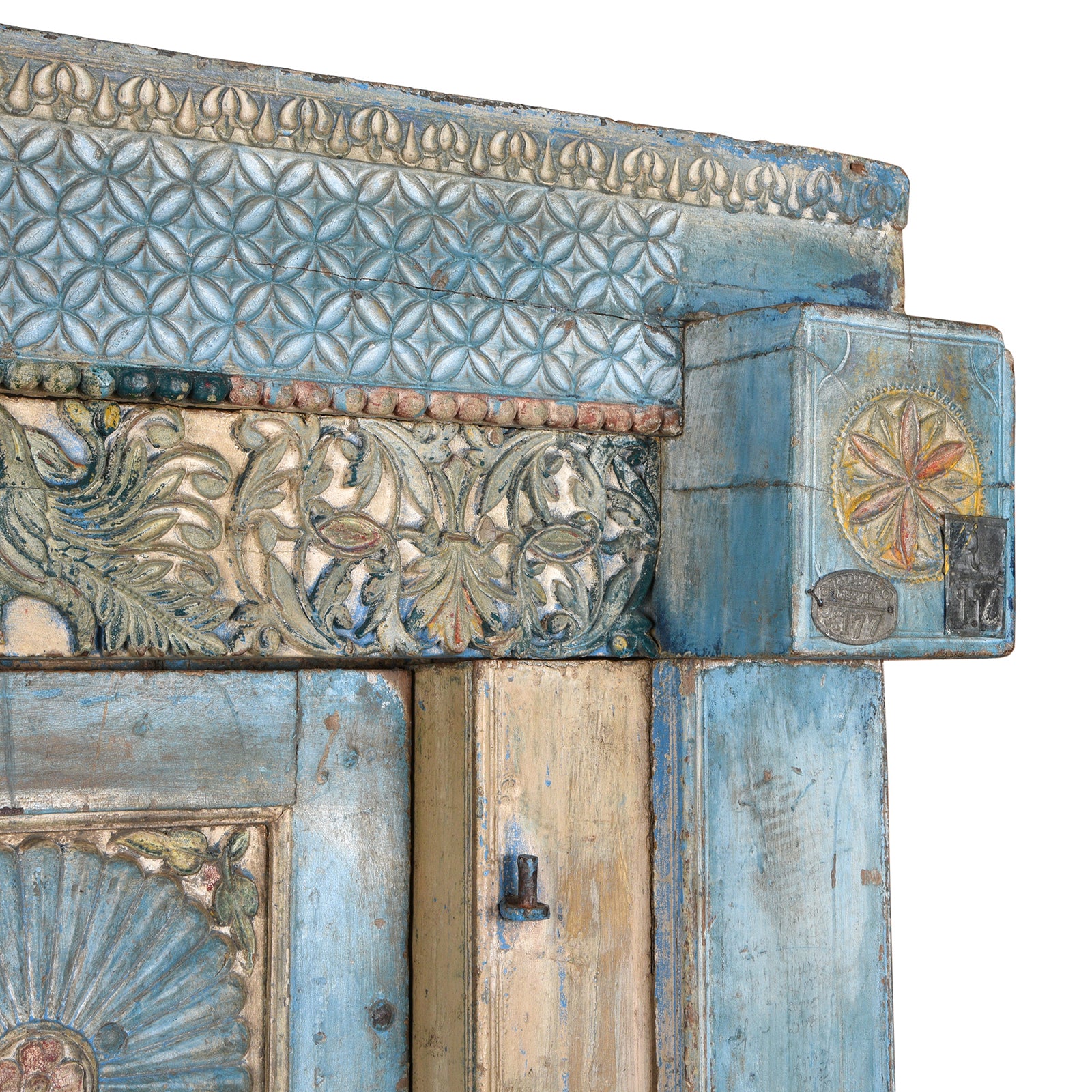 Blue Painted Sunburst Door & Frame - 19th Century - Image 4