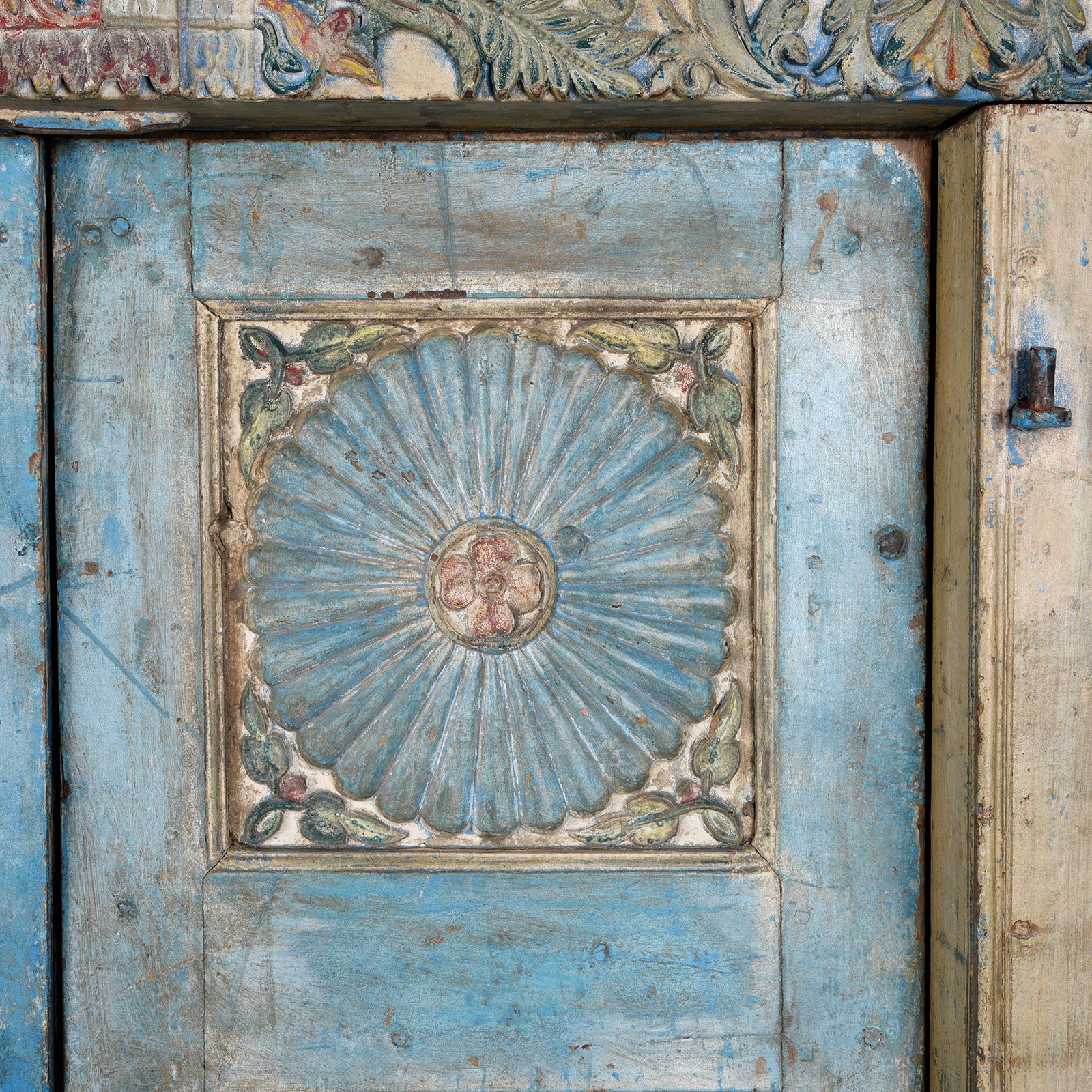 Blue Painted Sunburst Door & Frame - 19th Century - Image 7