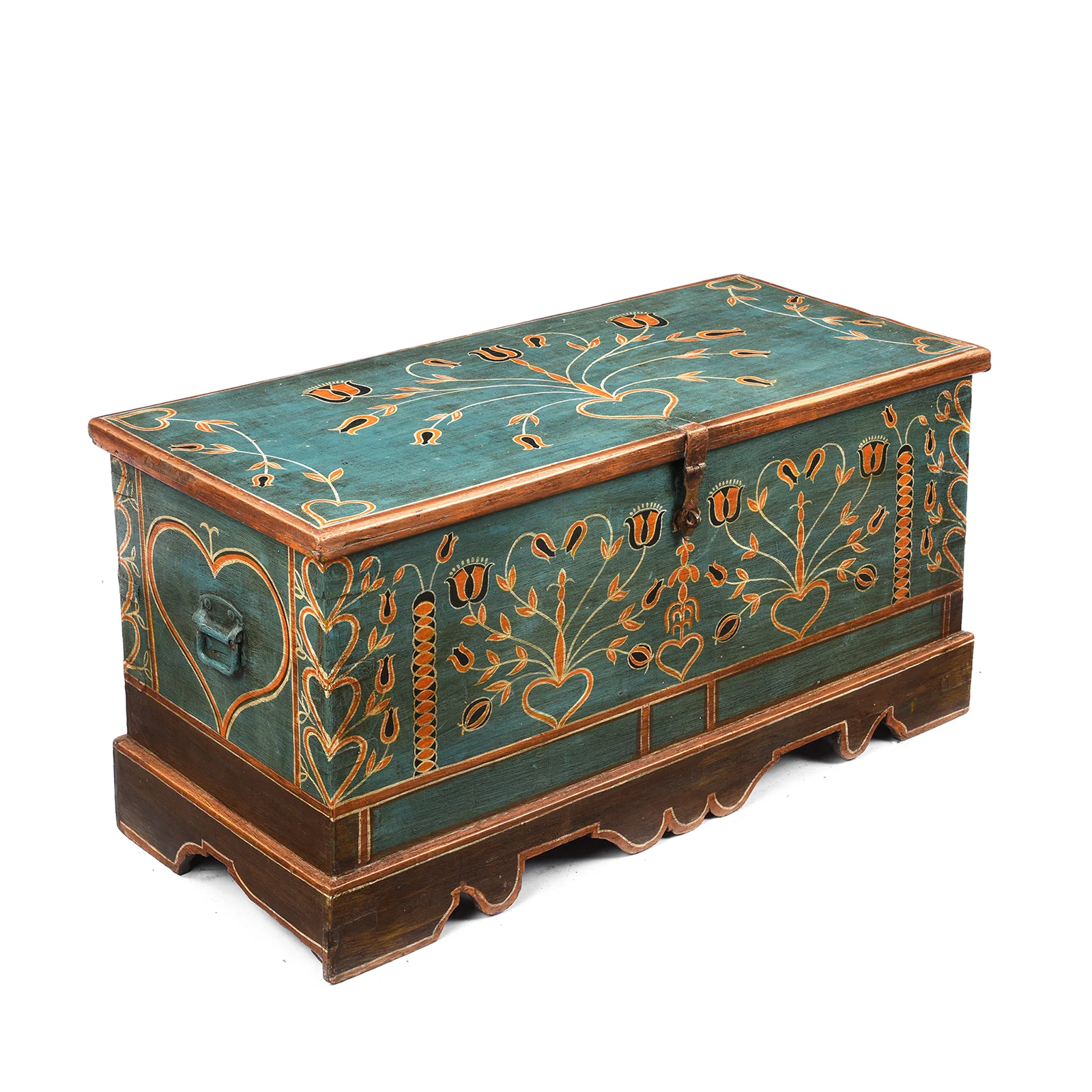 Blue Painted Teak Chest From Gujarat - 1920 - Image 3