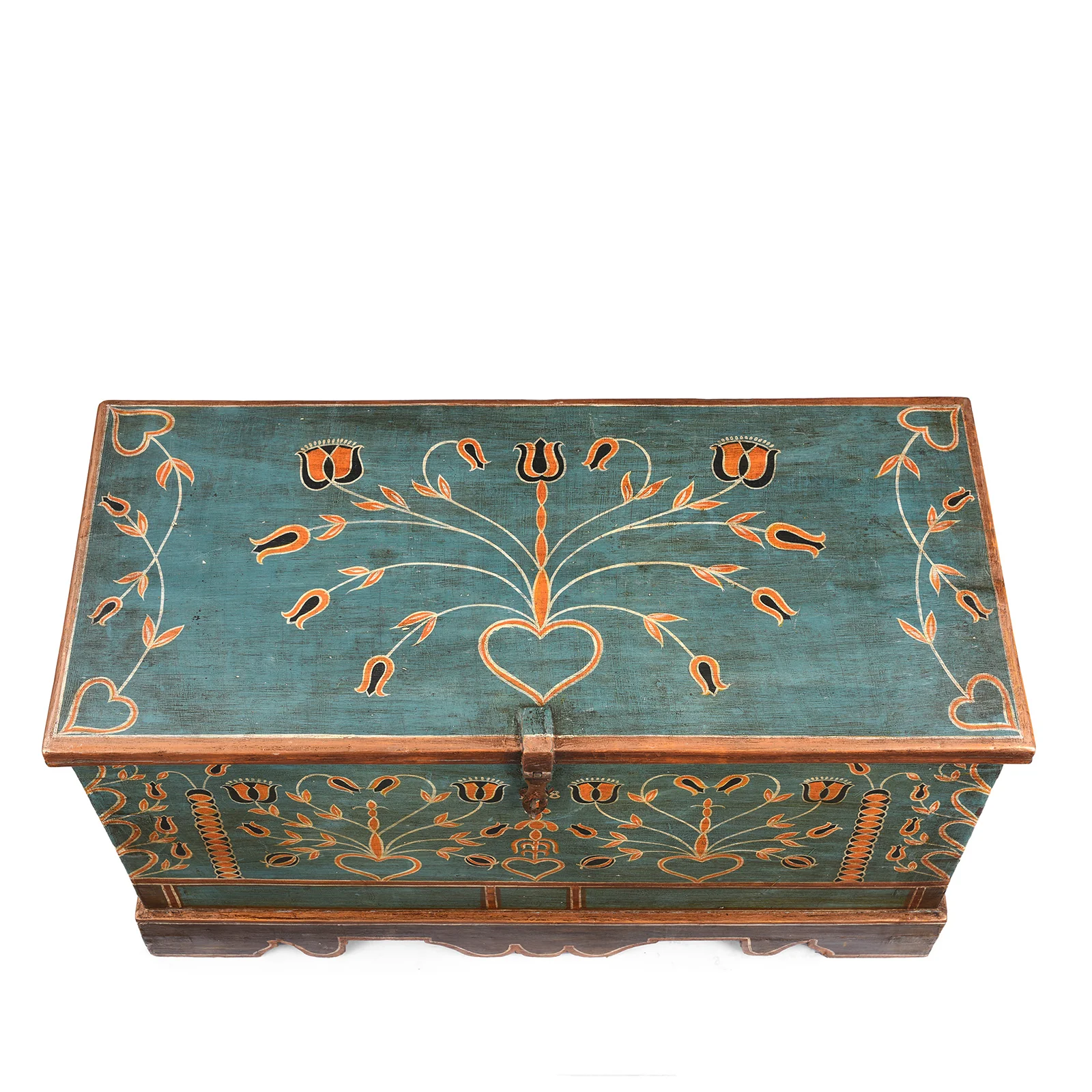 Blue Painted Teak Chest From Gujarat - 1920 - Image 5