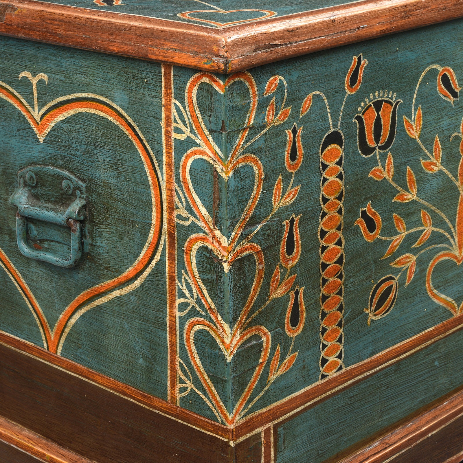 Blue Painted Teak Chest From Gujarat - 1920 - Image 9