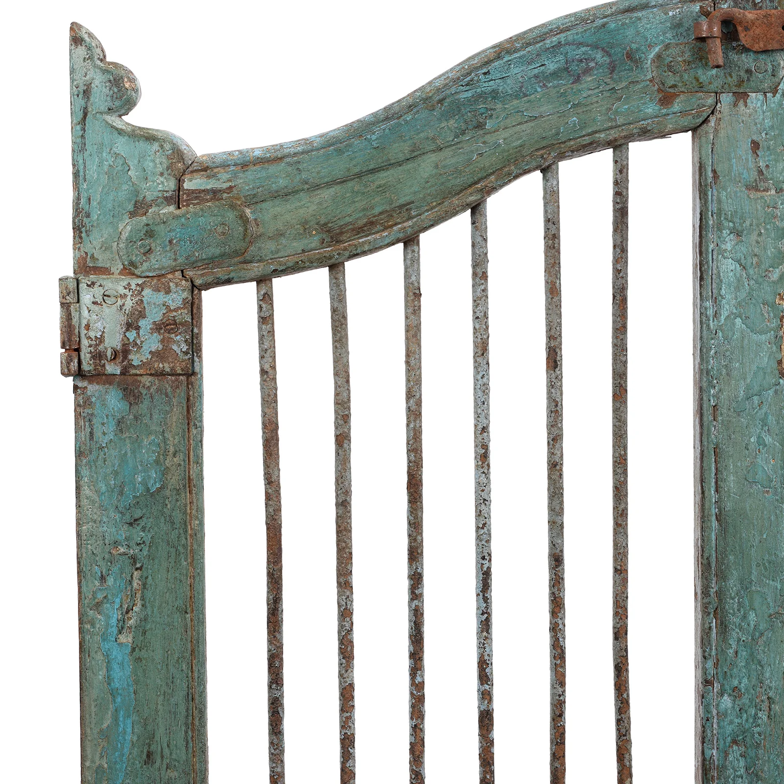 Blue Painted Teak Dog Gate From Gujarat - 19th Century - Image 2