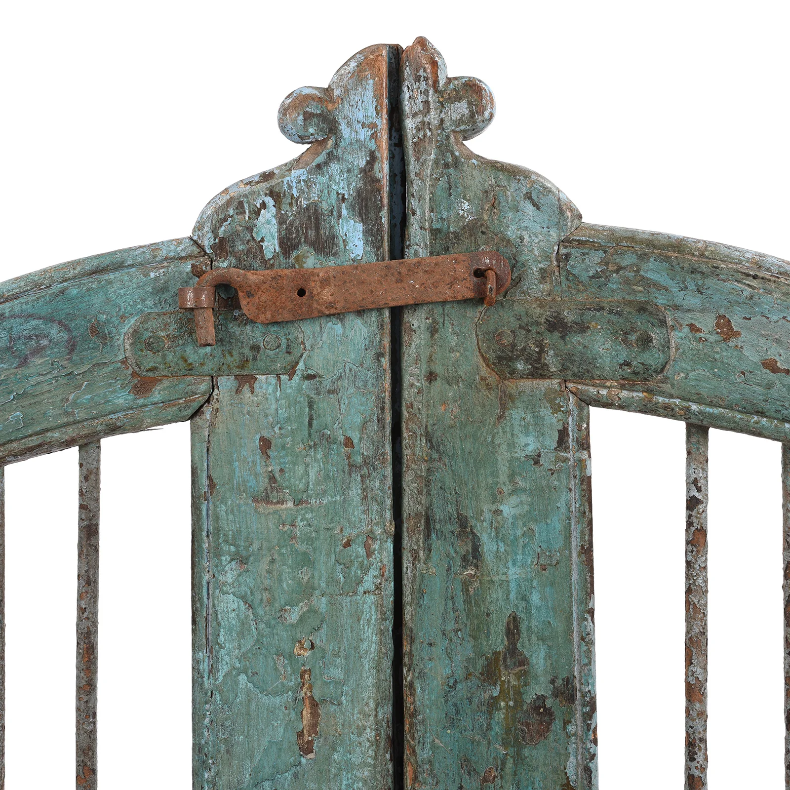 Blue Painted Teak Dog Gate From Gujarat - 19th Century - Image 3
