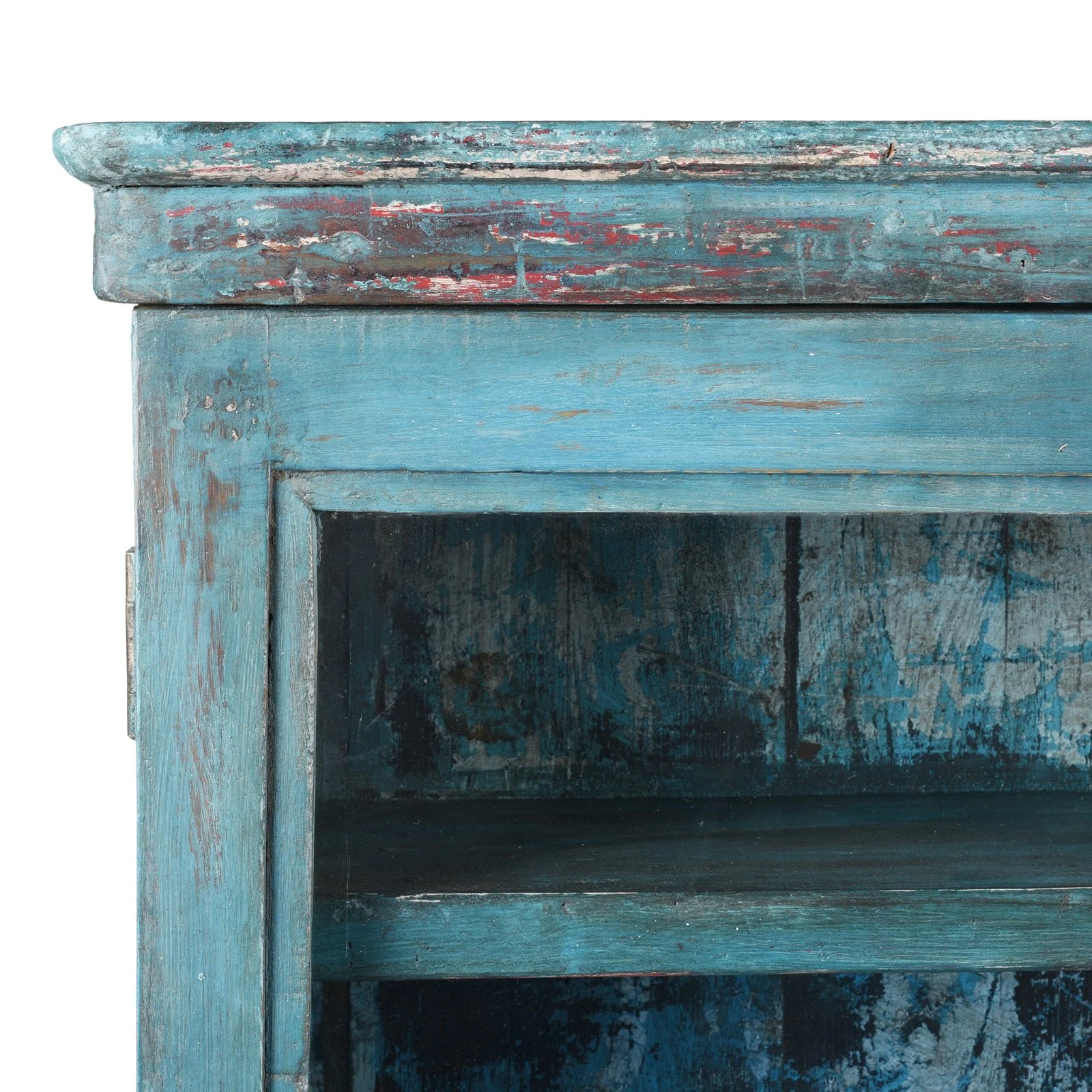 Blue Painted Teak Glazed Wall Cabinet - Ca 1930 - Image 3