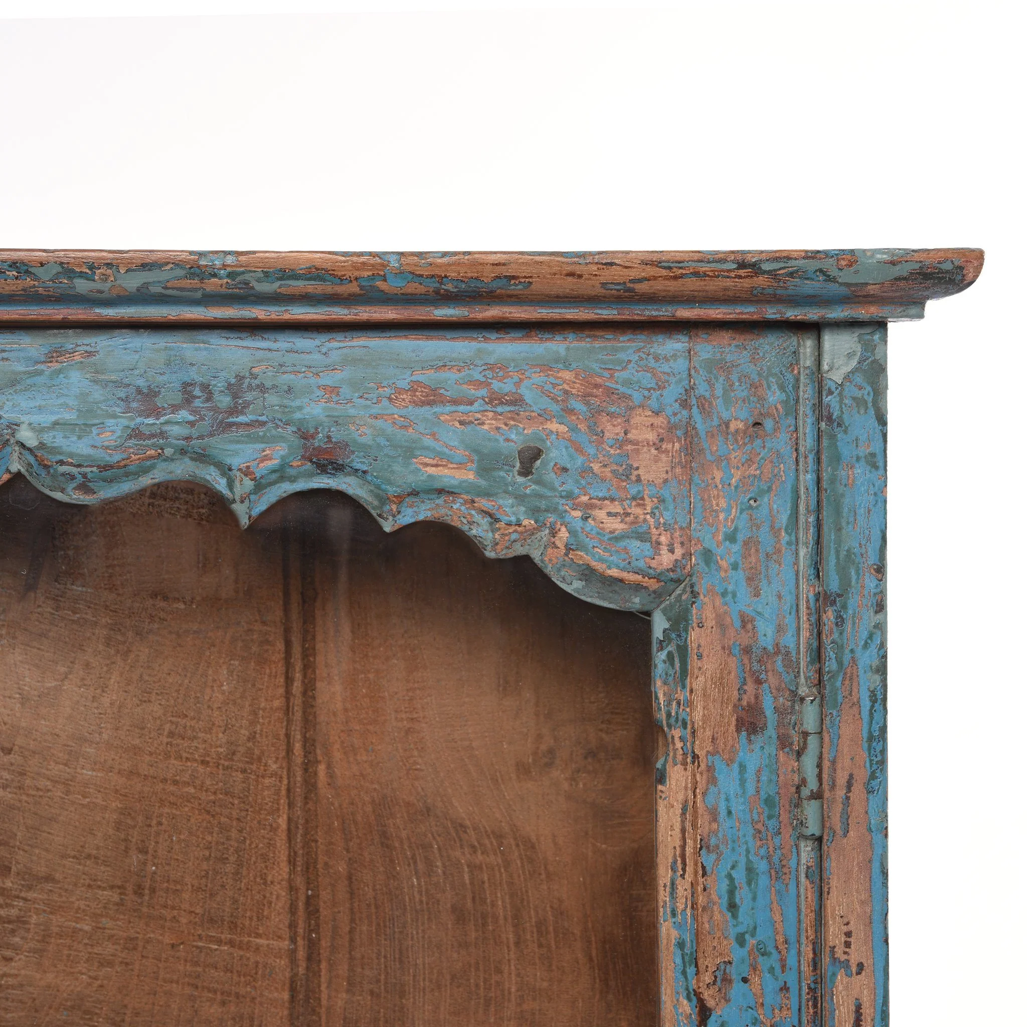 Blue Painted Teak Glazed Wall Cabinet - Ca 1930 - Image 2