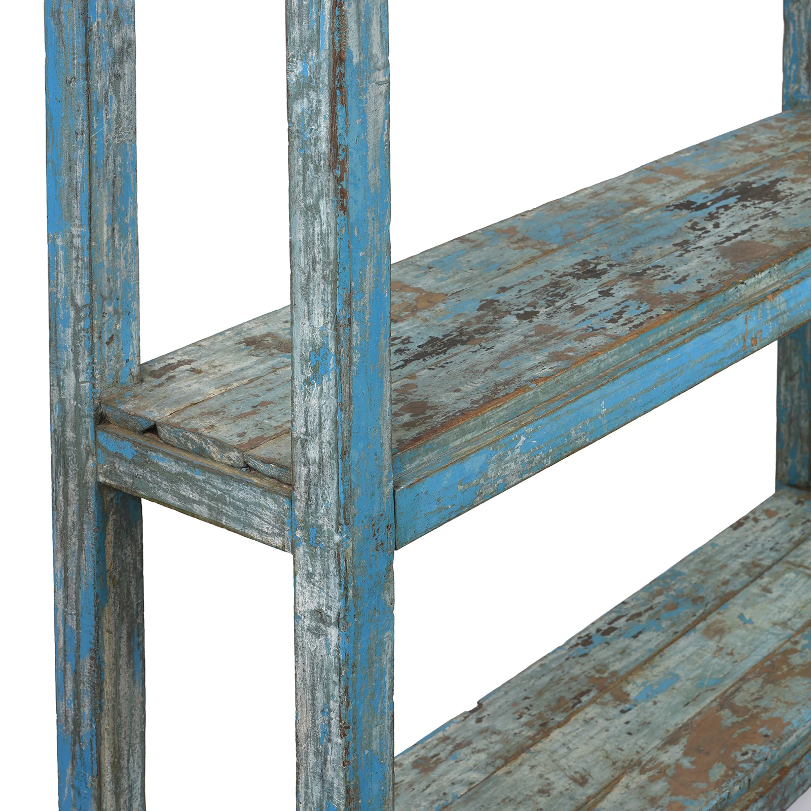 Blue Painted Teak Shelf From Gujarat - Ca 1930 - Image 3
