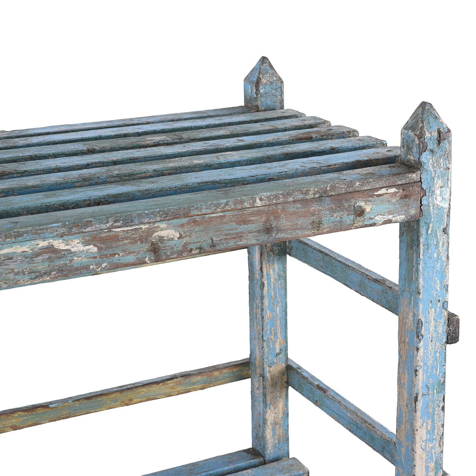 Slatted Blue Painted Shelf From Gujarat - Ca 1930 - Image 4