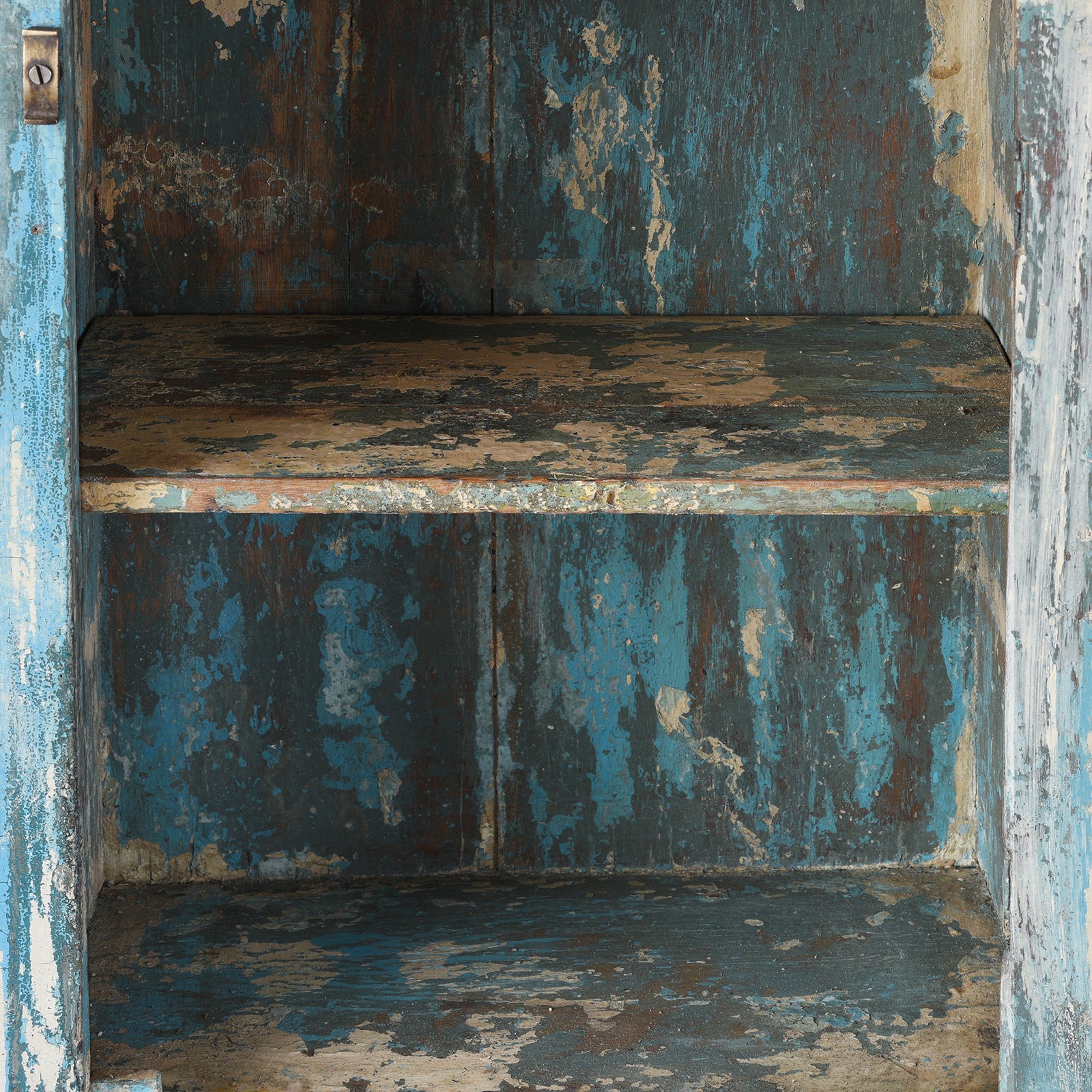 Blue Painted Indian Glazed Wall Cabinet - Ca 1930 - Image 3