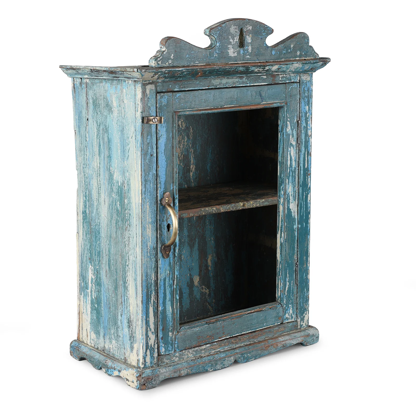 Blue Painted Indian Glazed Wall Cabinet - Ca 1930 - Image 4