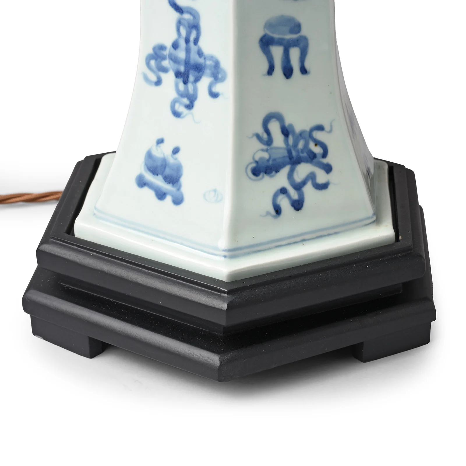 Blue & White Porcelain Tall Table Lamp - Lucky Symbols - Image 4