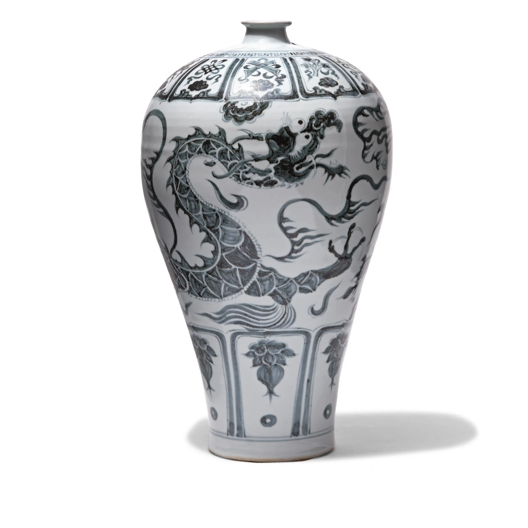 Blue & White Porcelain Meiping Vase - Dragon Design