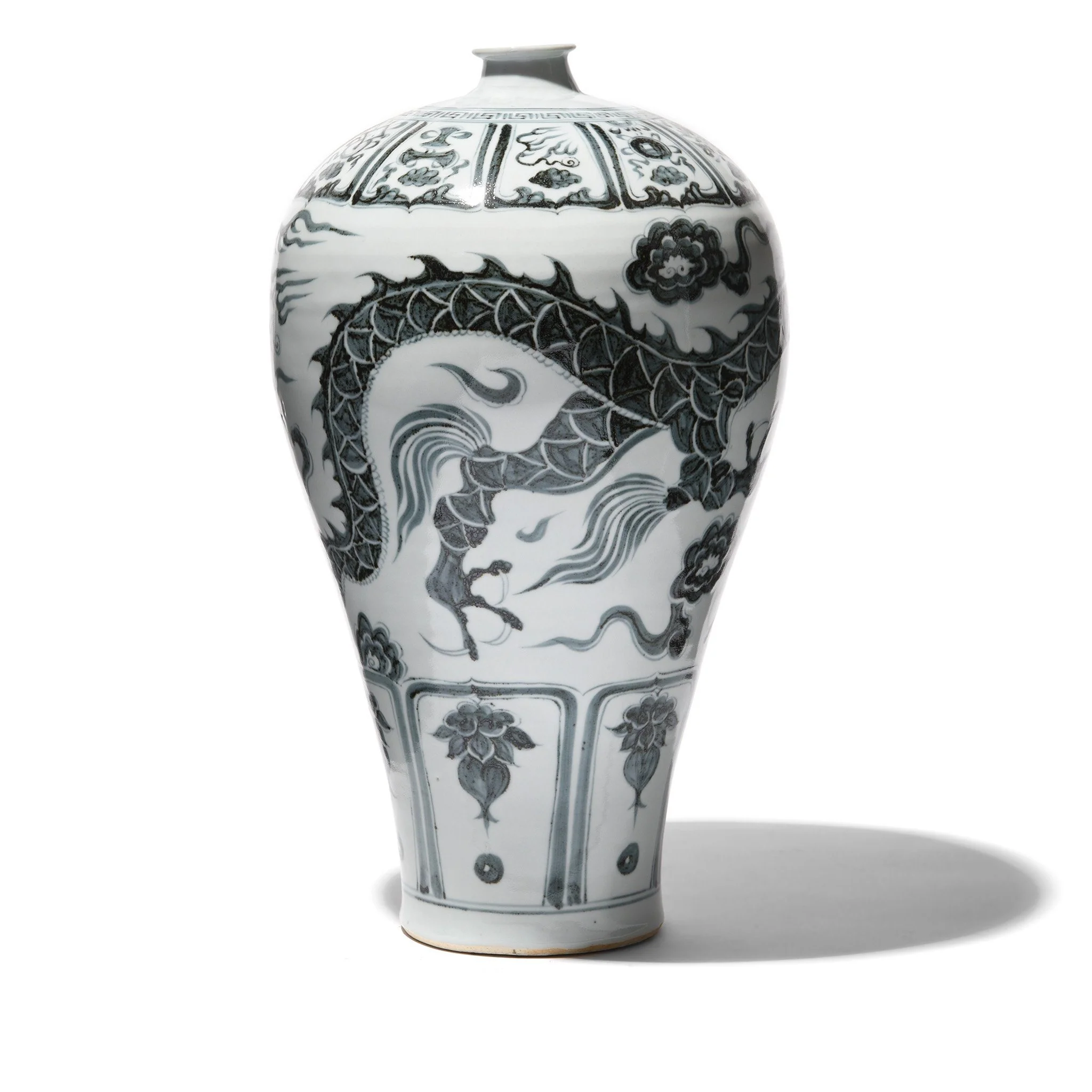 Blue & White Porcelain Meiping Vase - Dragon Design - Image 3