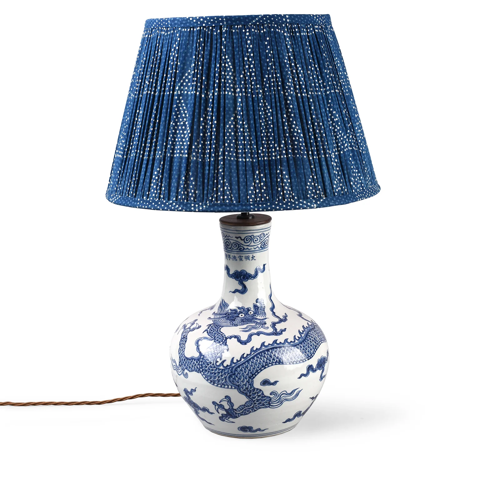 Blue & White Porcelain Vase Lamp - Dragon Design - Image 2