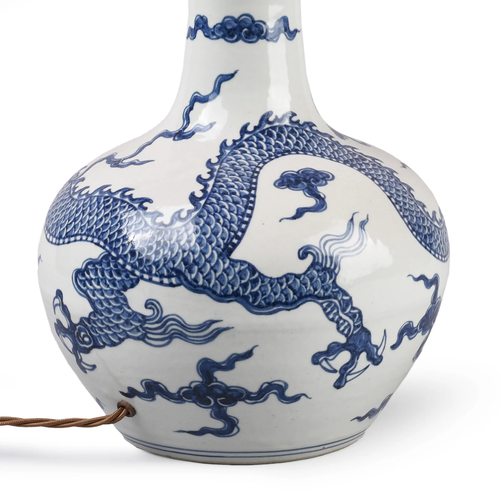 Blue & White Porcelain Vase Lamp - Dragon Design - Image 4