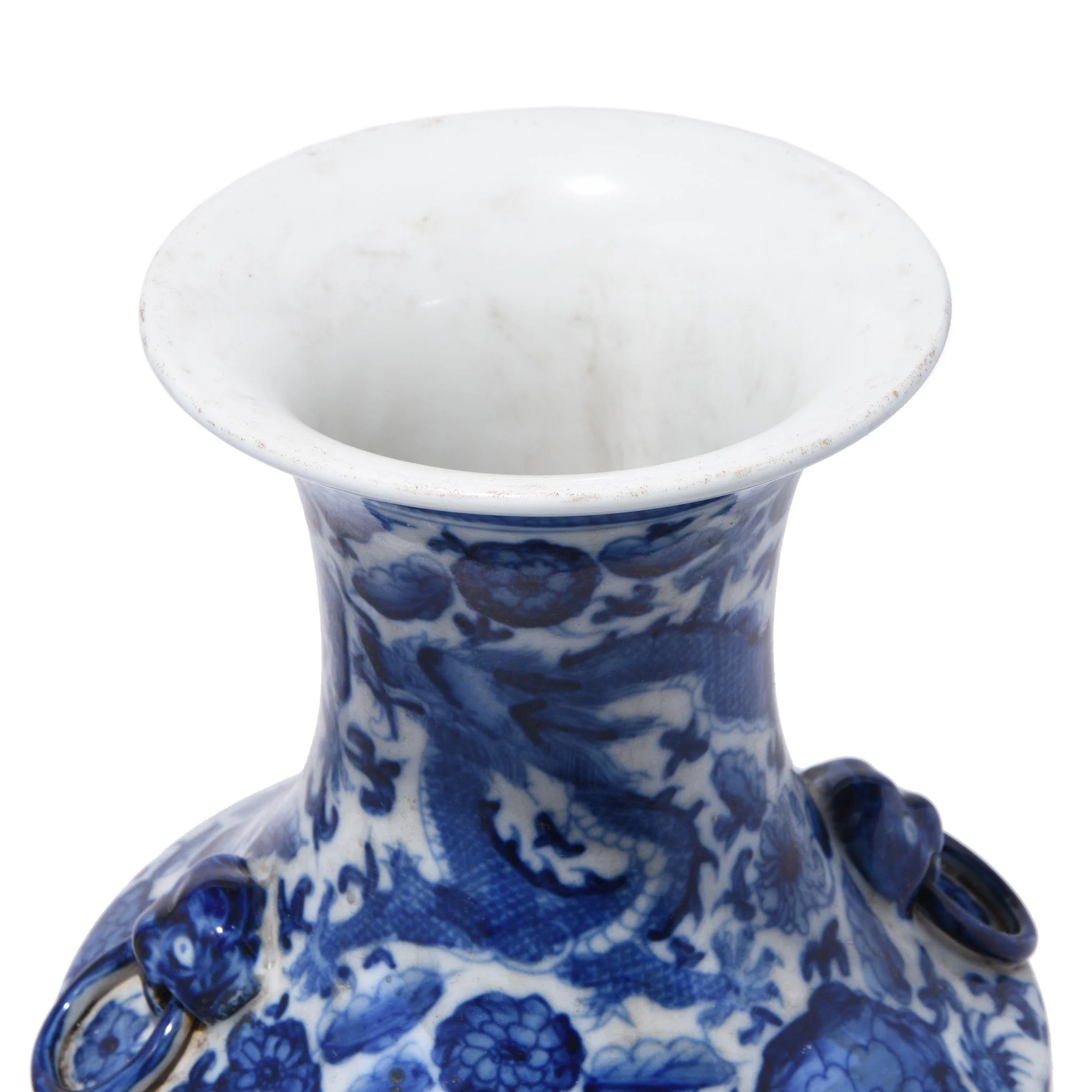 Blue & White Porcelain Fengweizun Vase - Dragon Design - Image 3