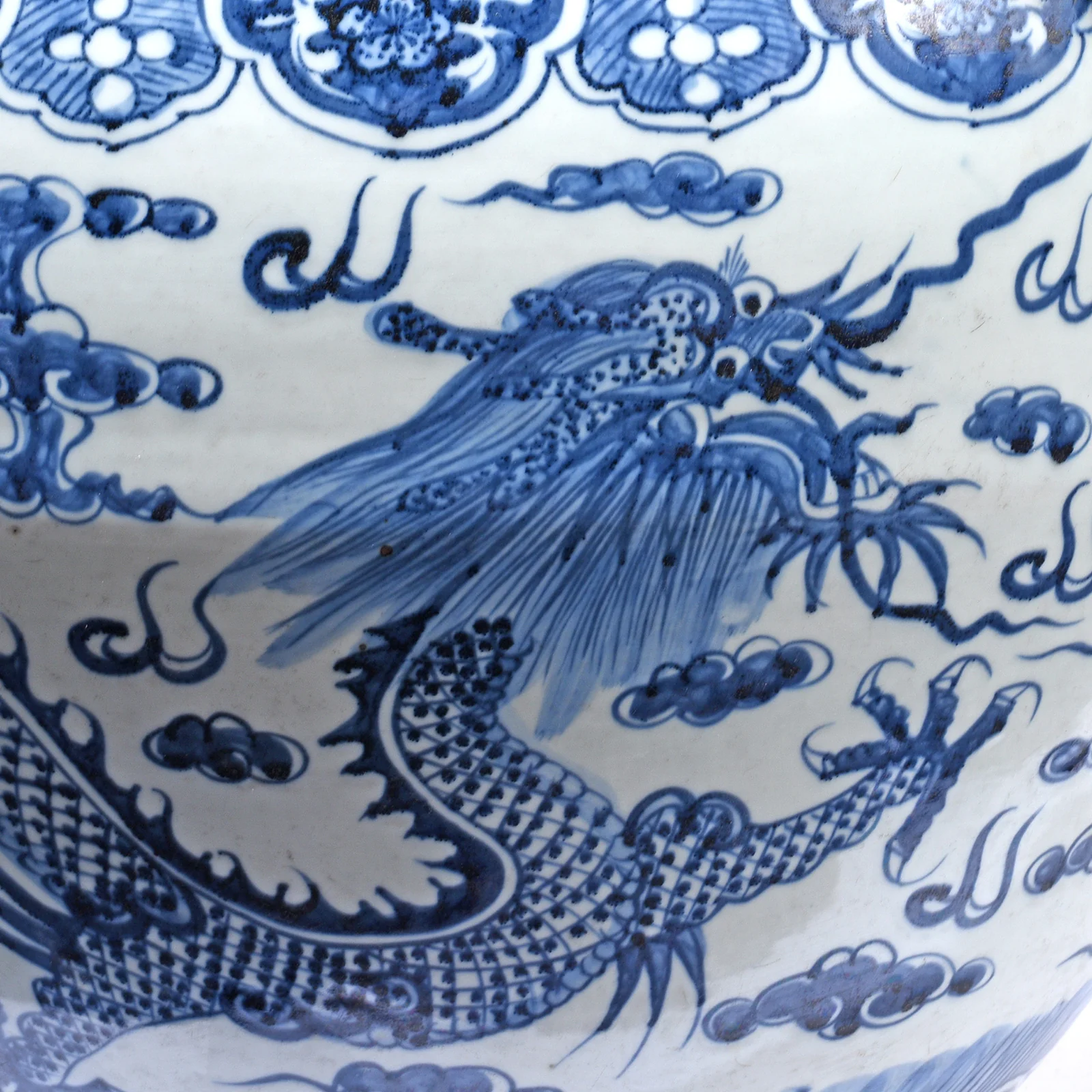 Blue & White Porcelain Fish Bowl Planter - Dragon - Image 2