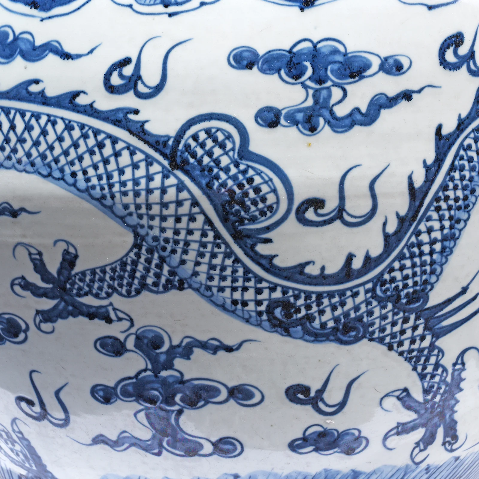 Blue & White Porcelain Fish Bowl Planter - Dragon - Image 4