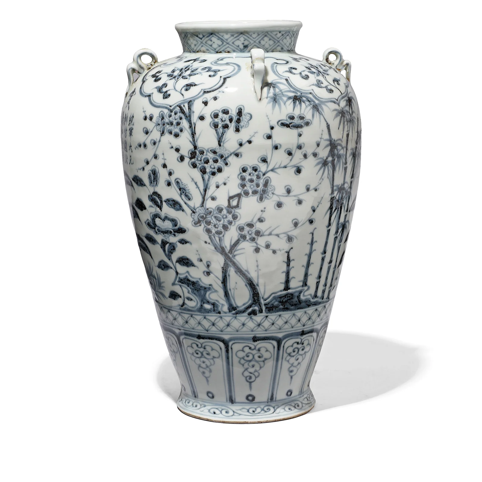 Hongwu Blue & White Porcelain Flower Vase - Bamboo & Prunus - Image 2