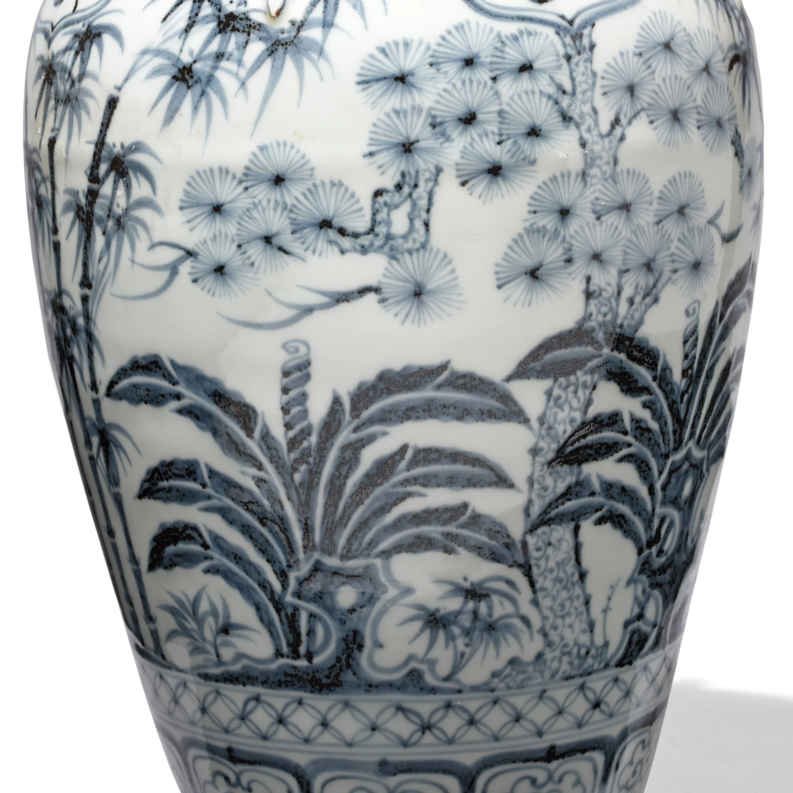 Hongwu Blue & White Porcelain Flower Vase - Bamboo & Prunus - Image 3