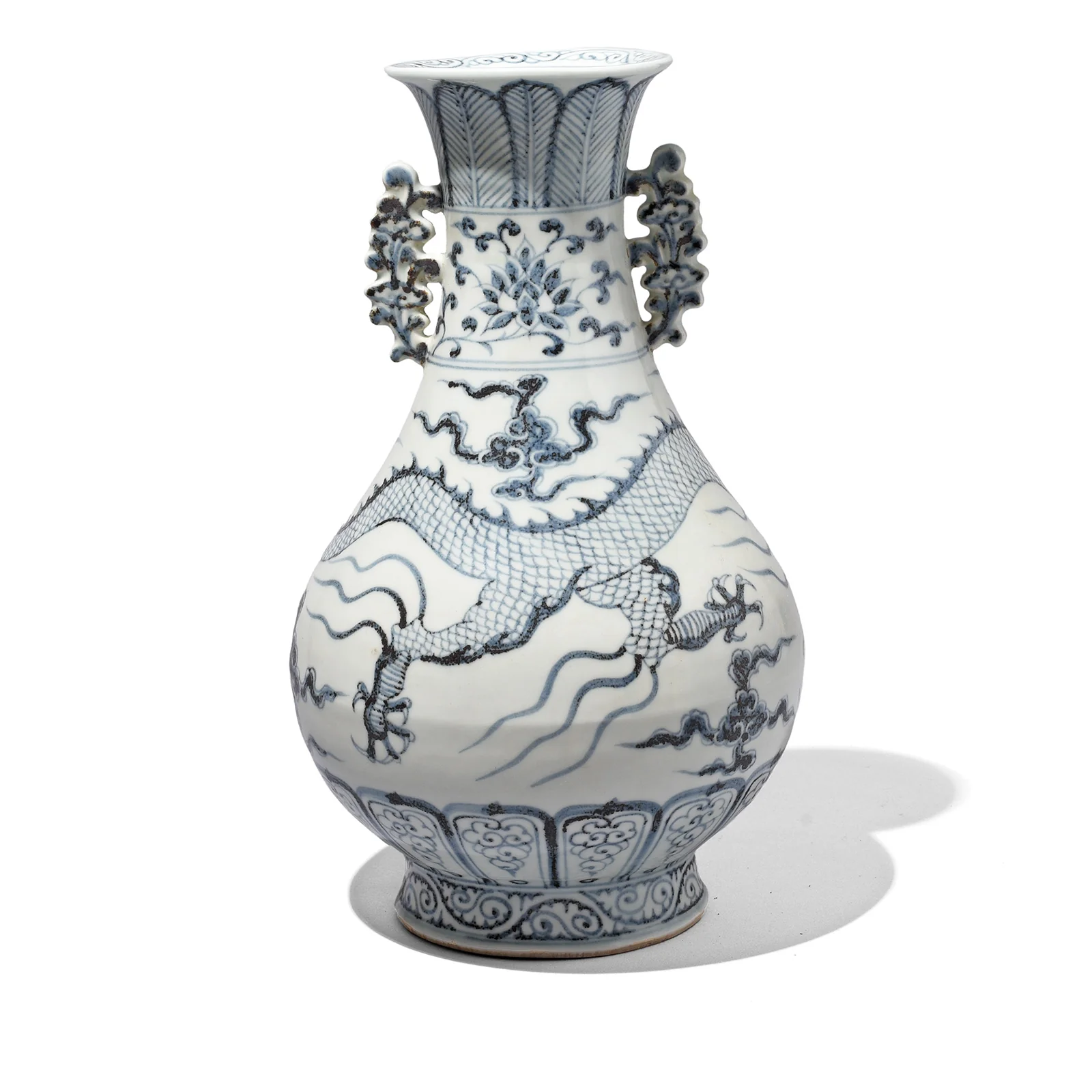 Blue & White Porcelain Flower Vase - Dragon - Image 3