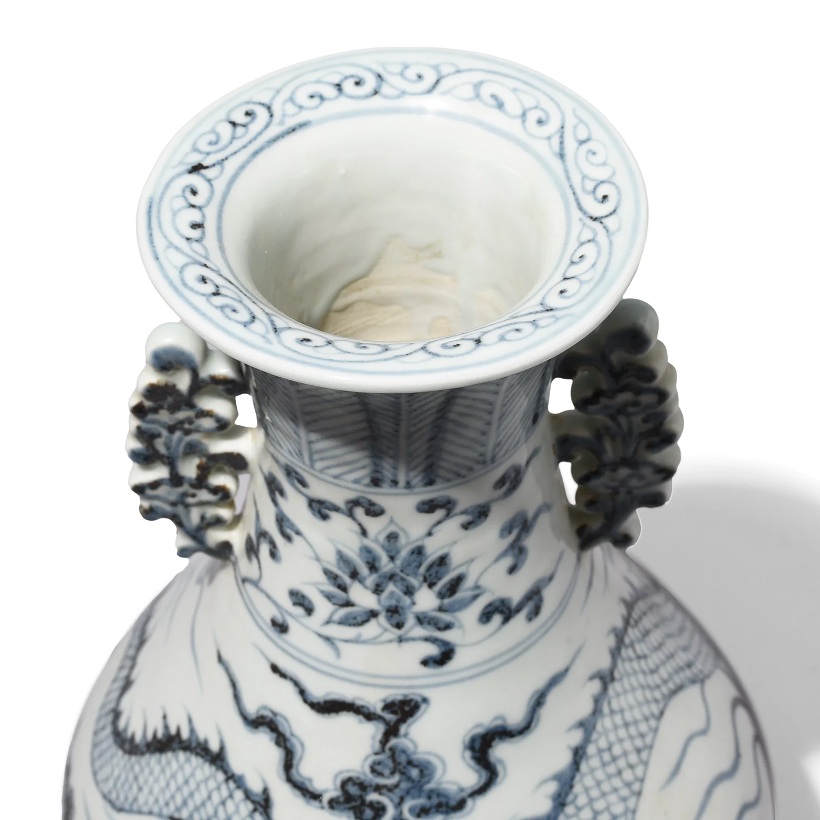 Blue & White Porcelain Flower Vase - Dragon - Image 5