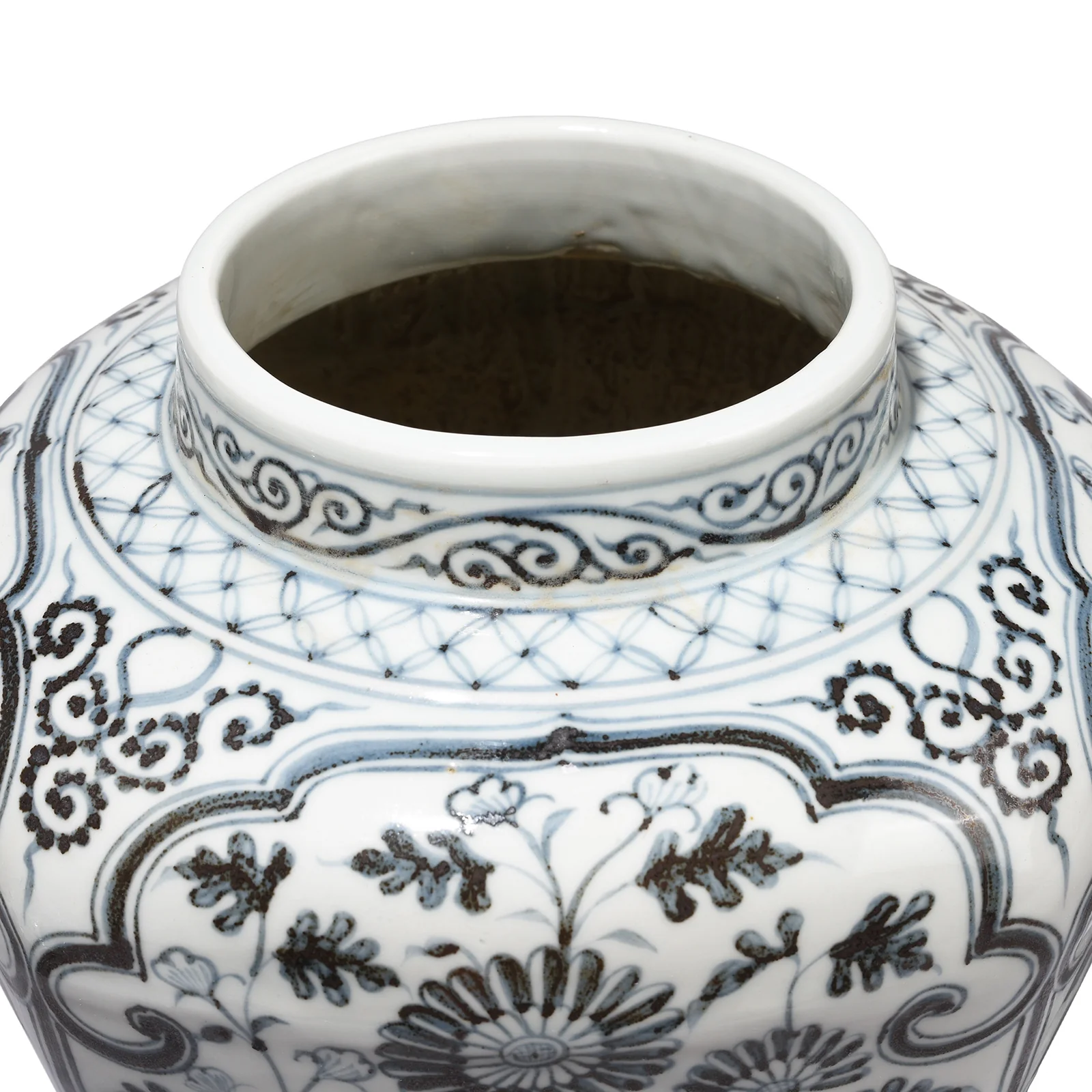 Hongwu Blue & White Porcelain Frilled Ginger Jar  - Floral - Image 3