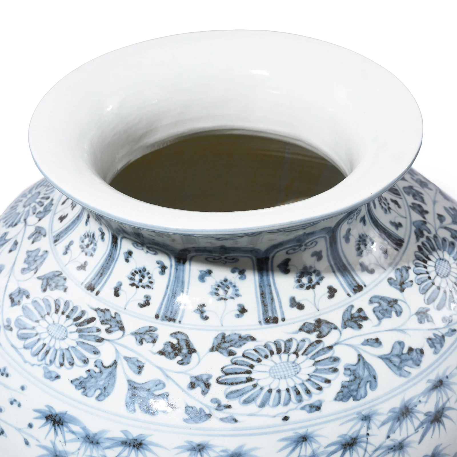 Blue & White Porcelain Frilled Temple Jar With Lid - Image 5
