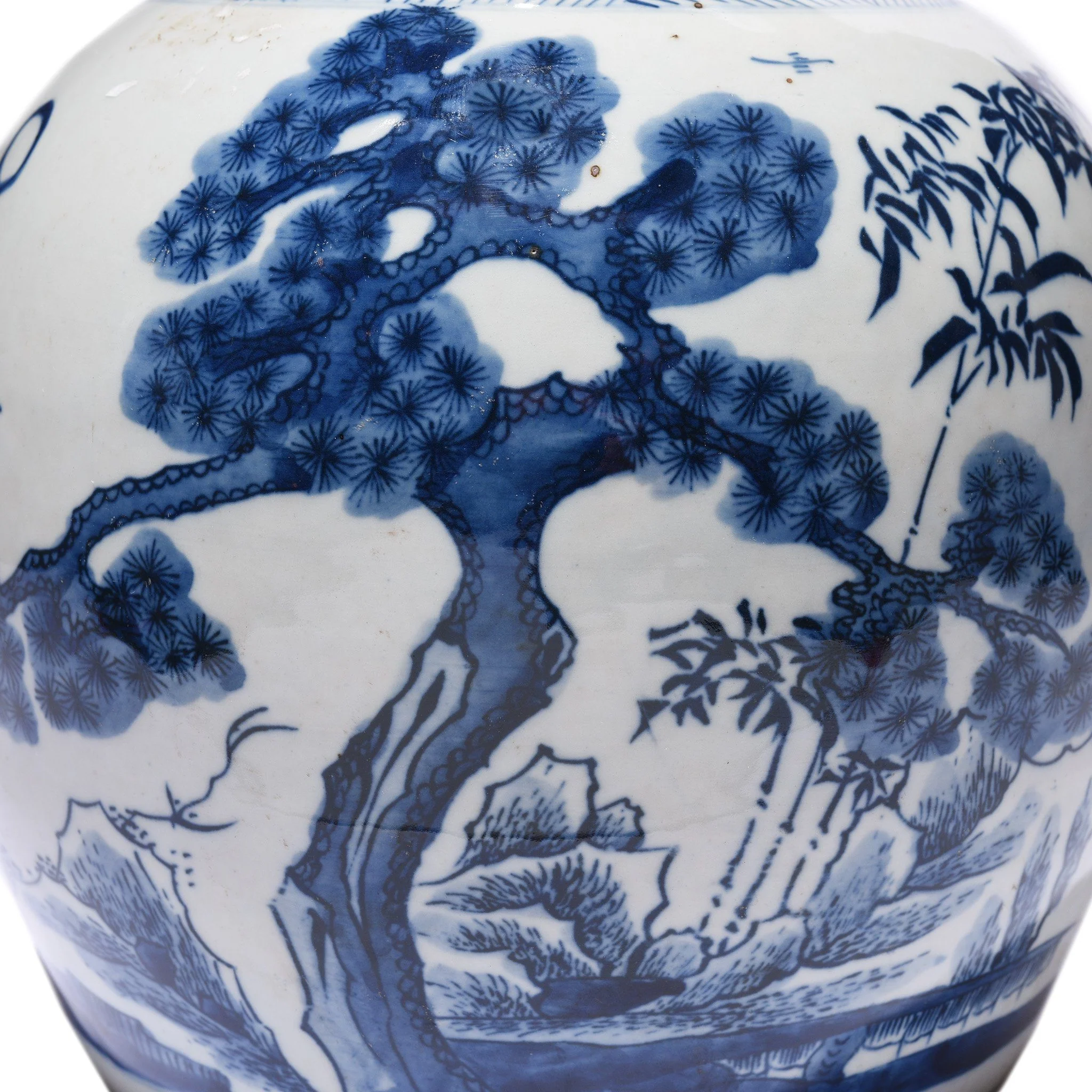 Blue & White Porcelain Ginger Jar - Bamboo & Prunus - Image 3