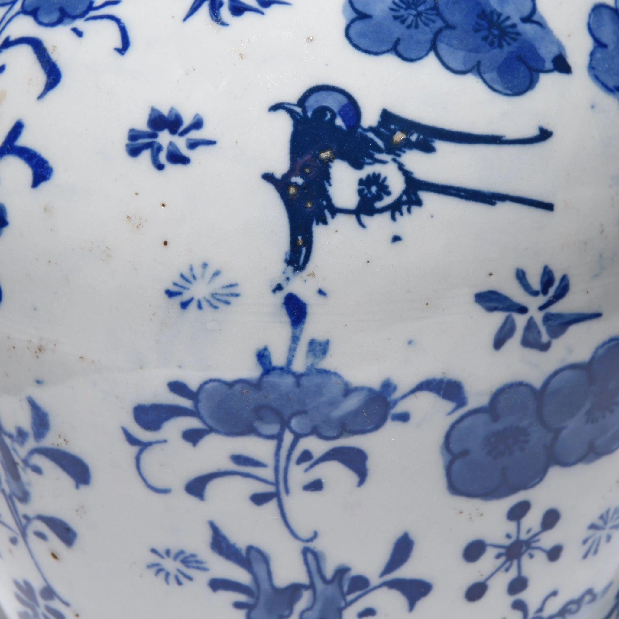 Blue & White Porcelain Ginger Jar - Birds & Flowers Design - Image 3
